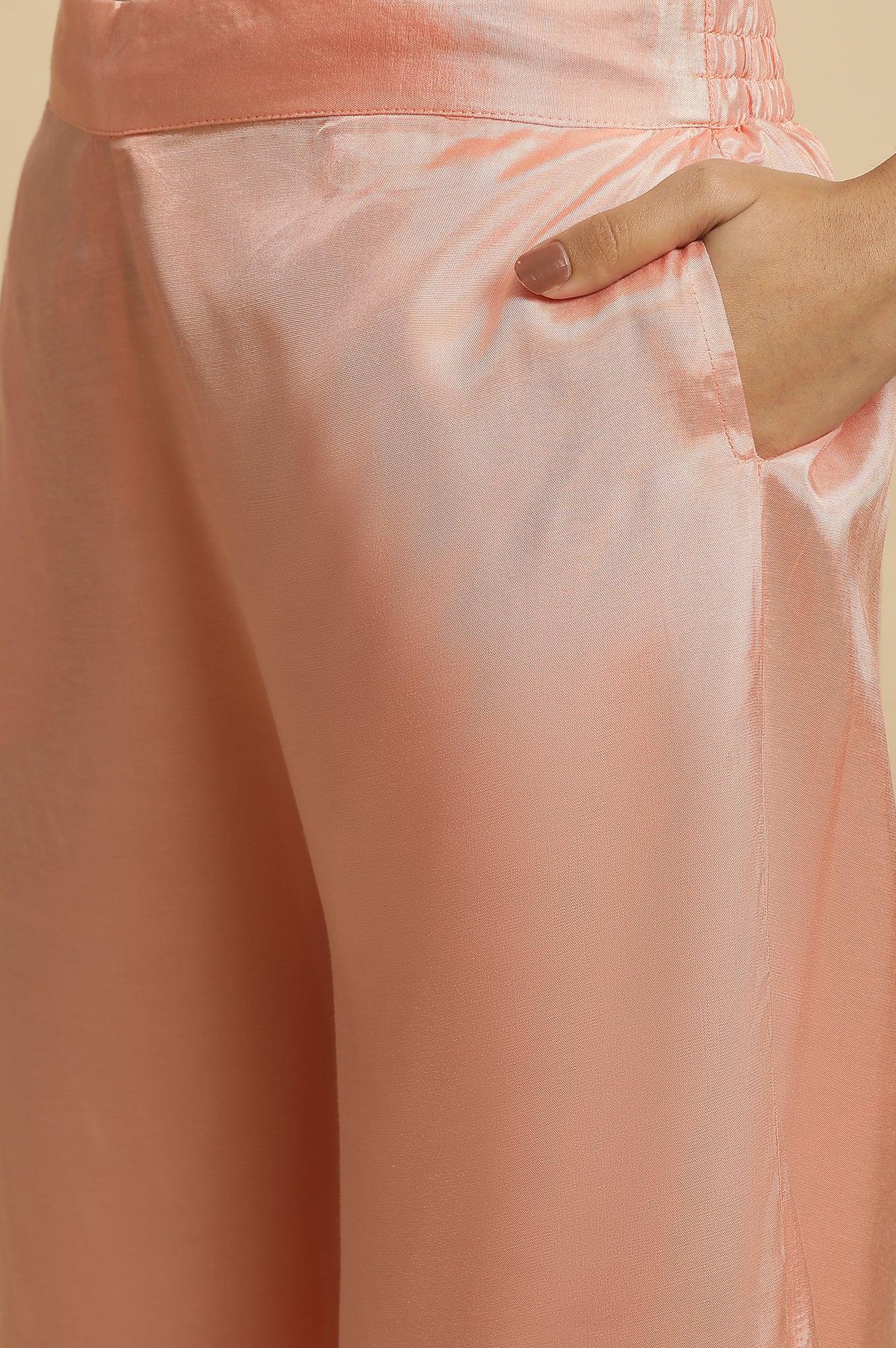 Pink Parallel Pants With Lace And Embroidery - Image 7