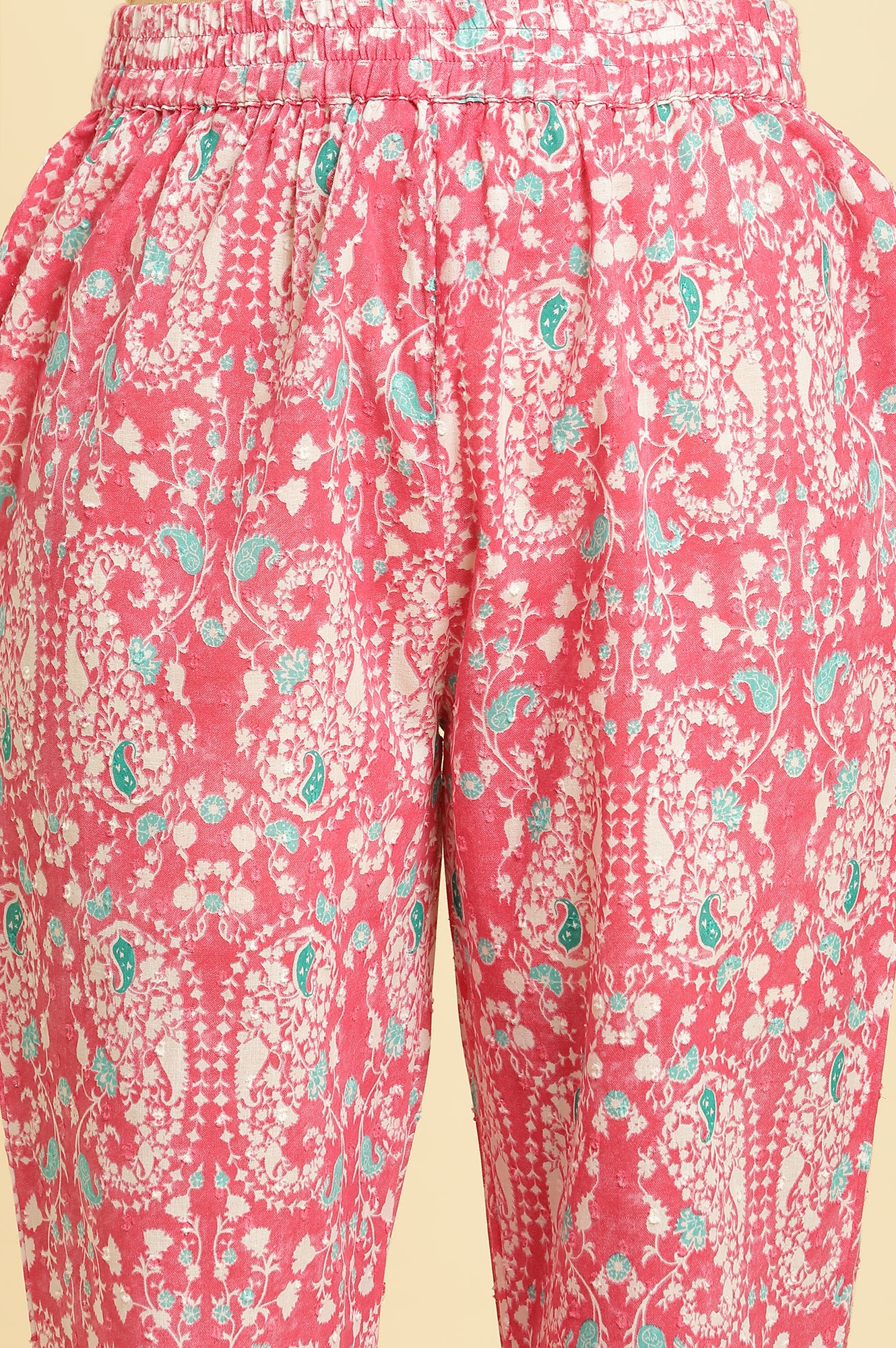 Pink Printed Straight Kurta And Pants Co-Ord Set - Image 8