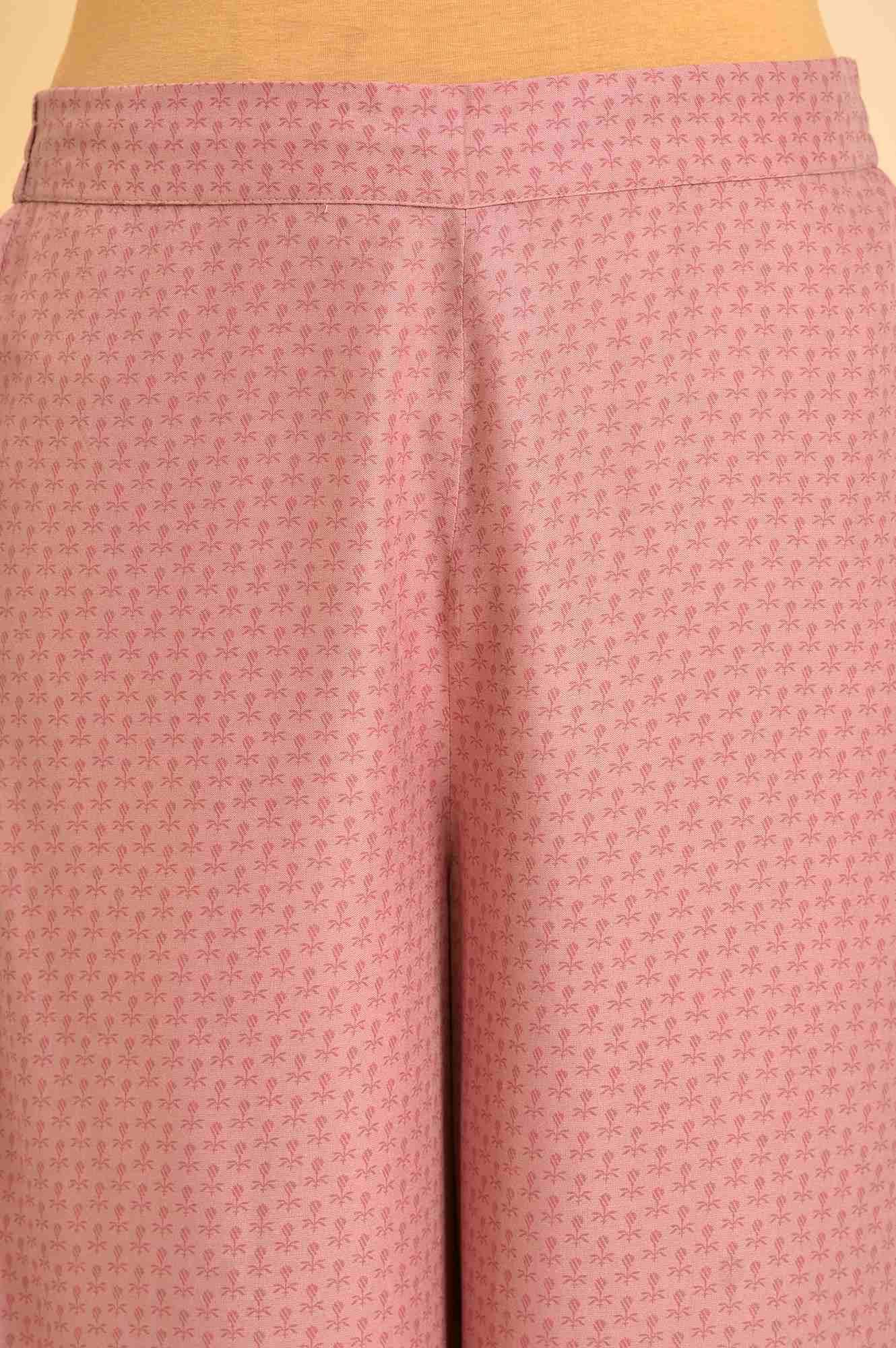Pink Printed Straight Kurta And Parallel Pants Set - Image 7