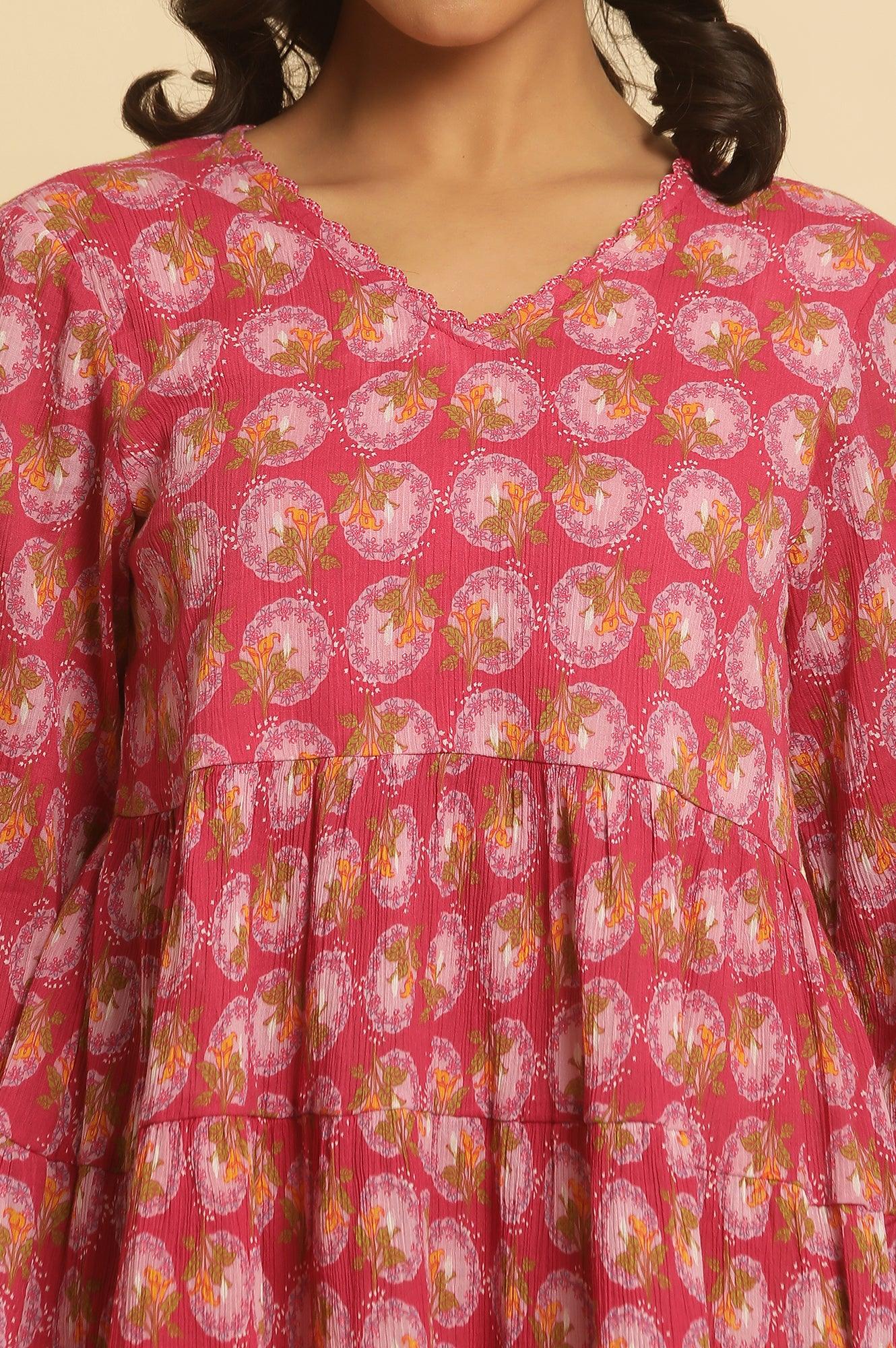 Pink Printed Tiered Top - Image 6
