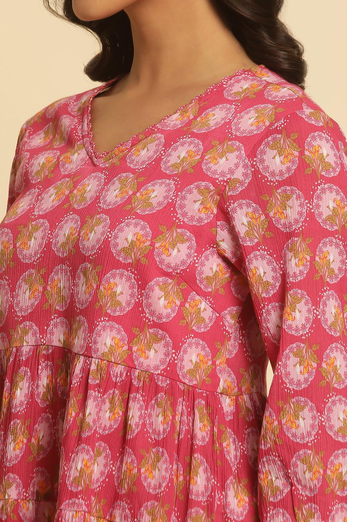 Pink Printed Tiered Top - Image 7