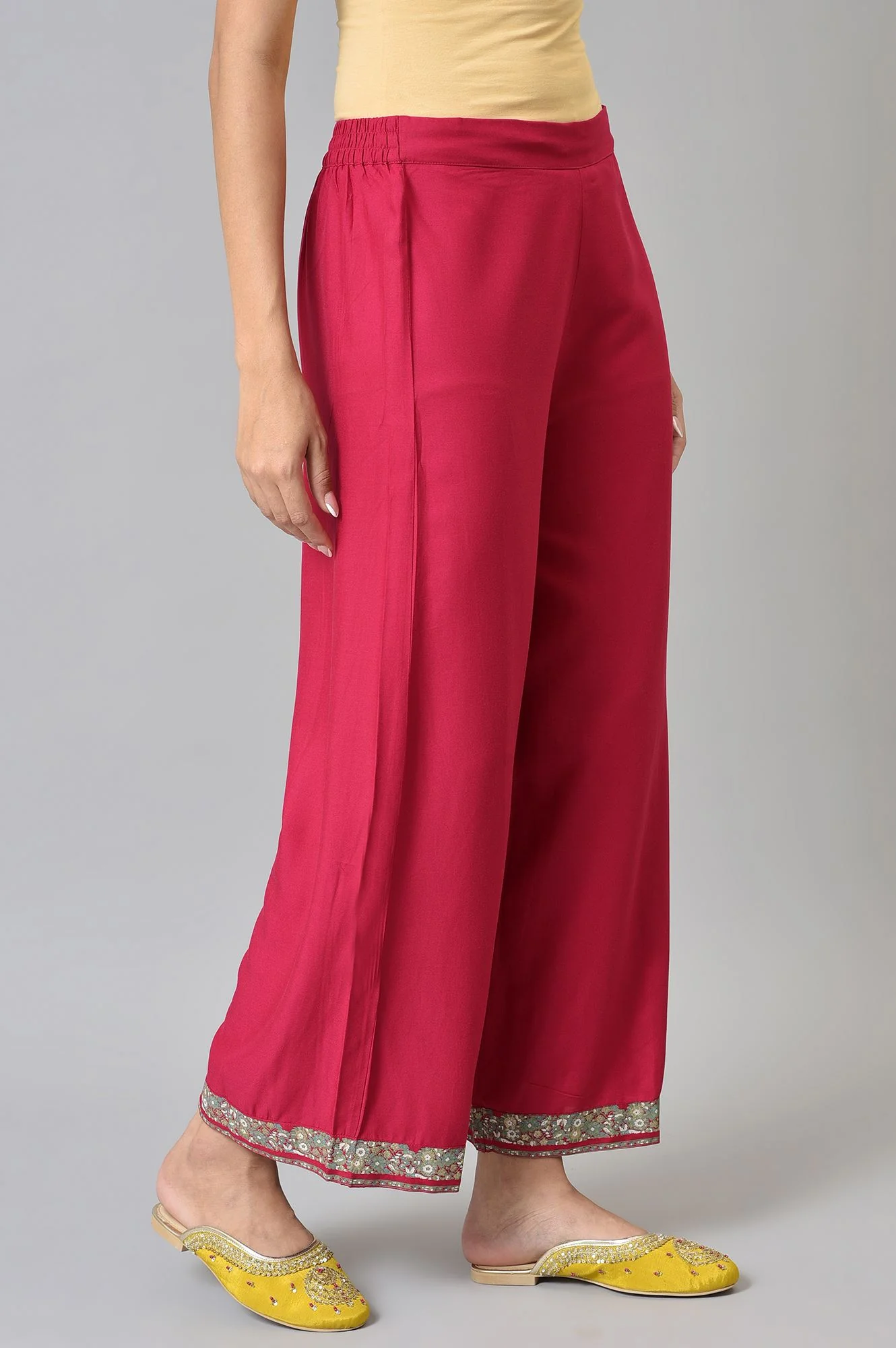 Pink Rose Rayon Straight Parallel Pants - Image 4