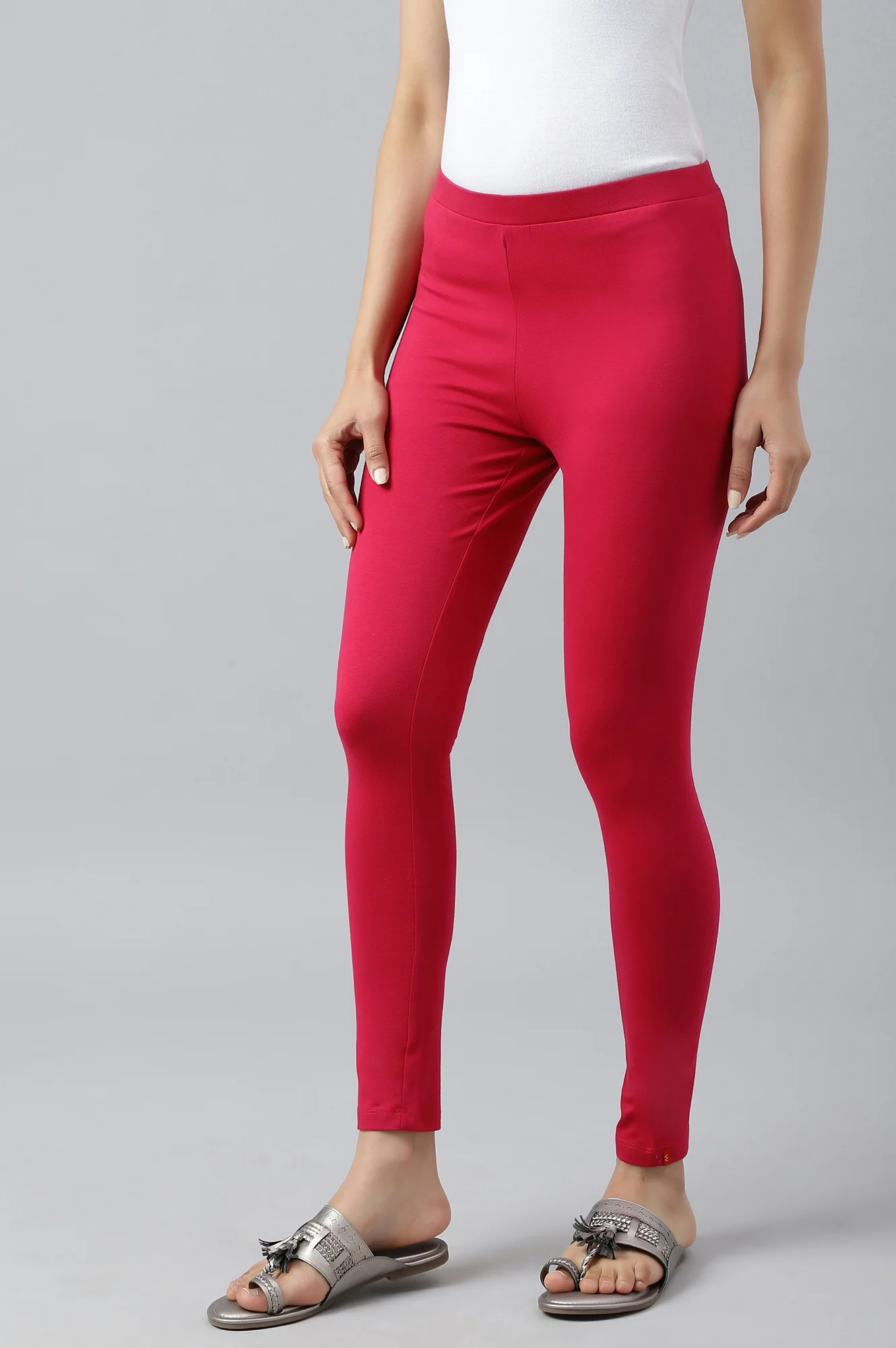 Pink Rose Solid Knitted Women Tights - Image 2