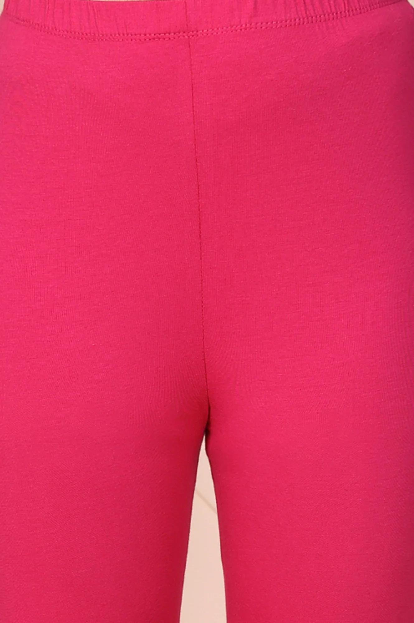 Elleven Women's Pink Solid Ankle-Length Cotton Leggings - Image 6