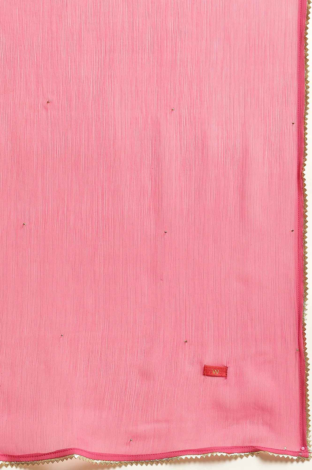 Pink Solid Chiffon Dupatta With Gotta Border - Image 6