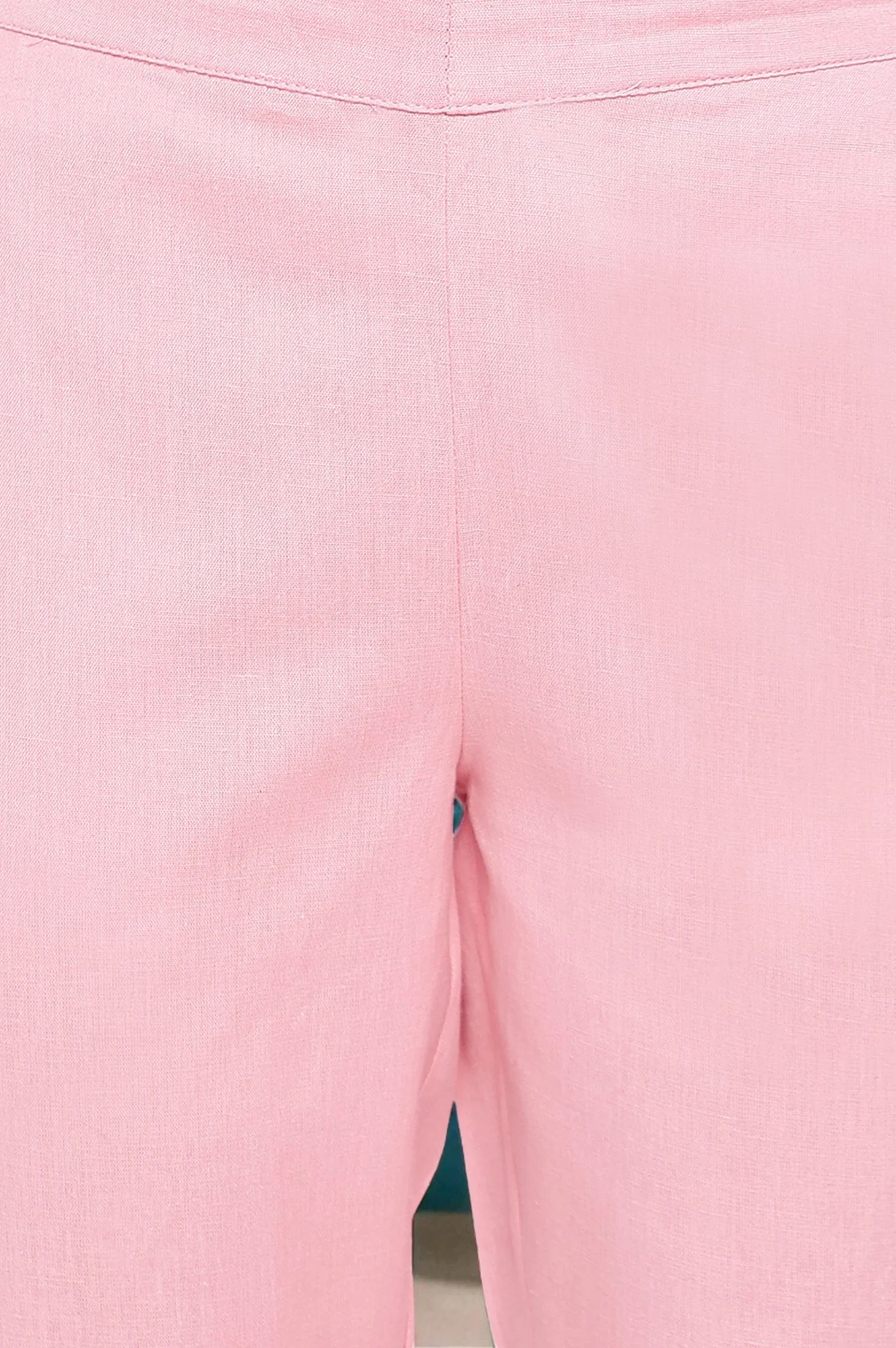 Elleven Women's Pink Solid Cotton Flax Trousers in Ankle Length - Image 2