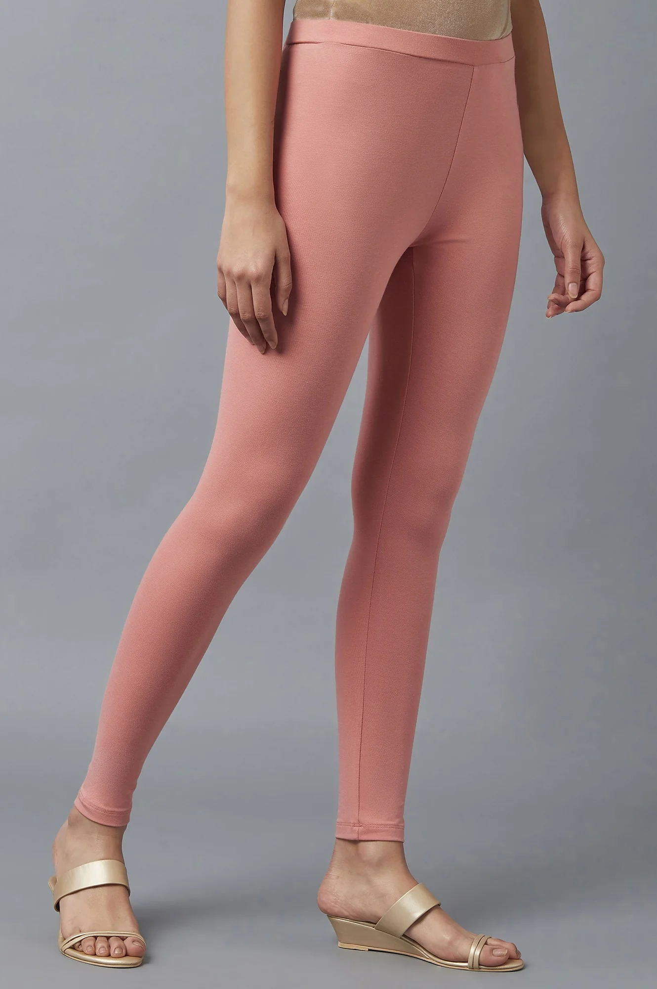 Pink Solid Cotton Tights - Image 4