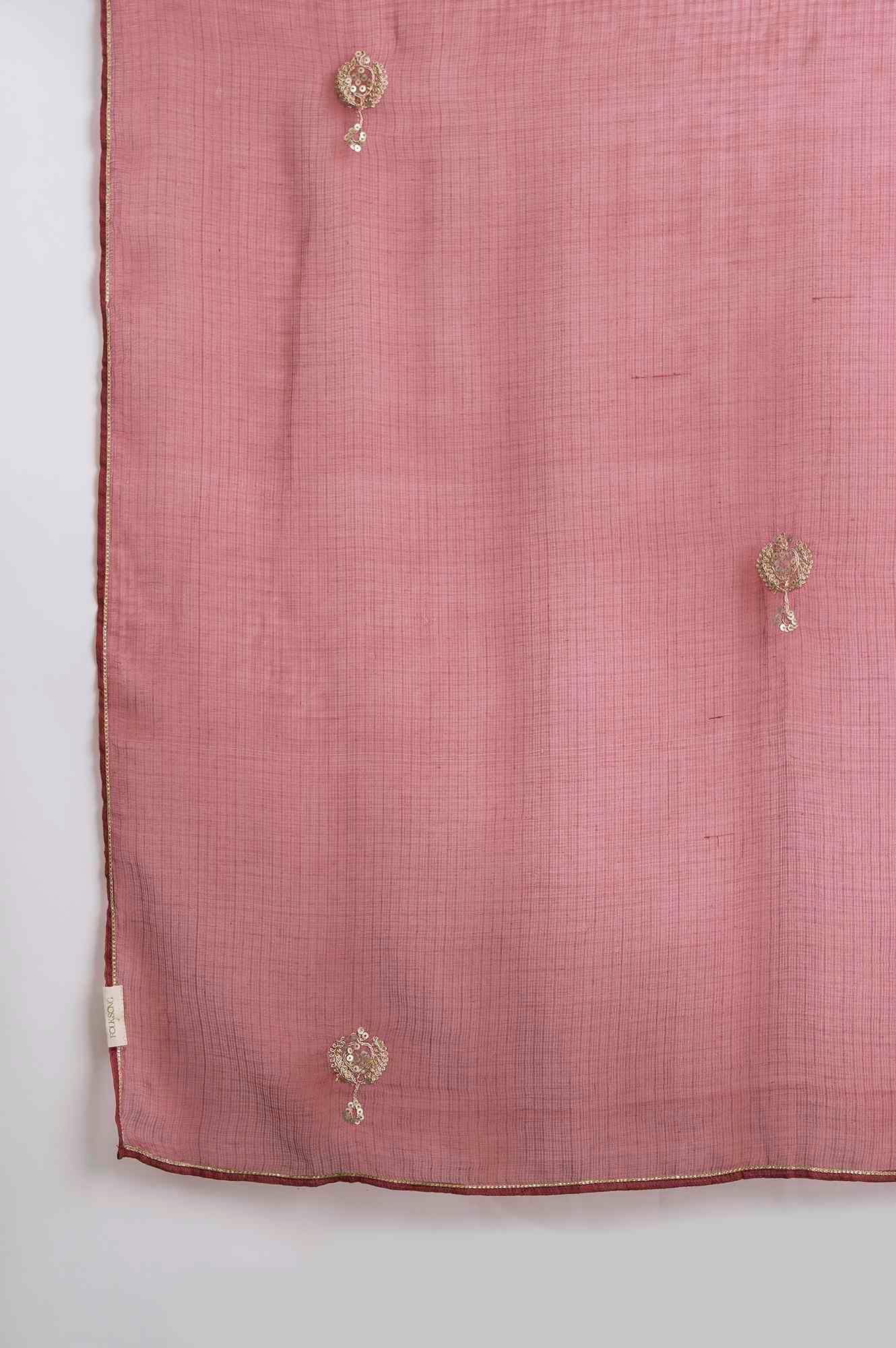 Pink Solid Kota Textured Drape - Image 5