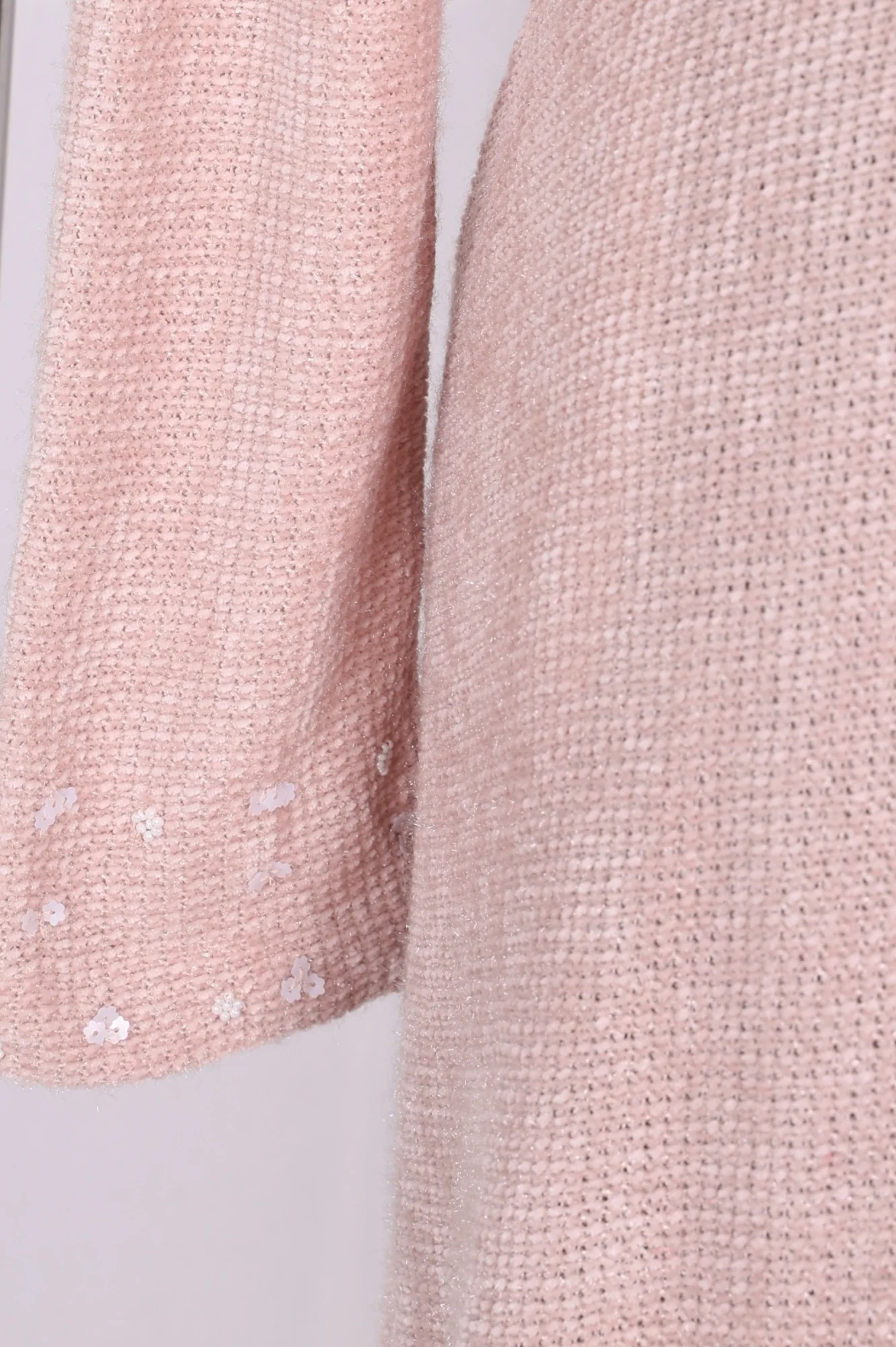 Pink Solid Sequins A-line Winter Dress - Image 6