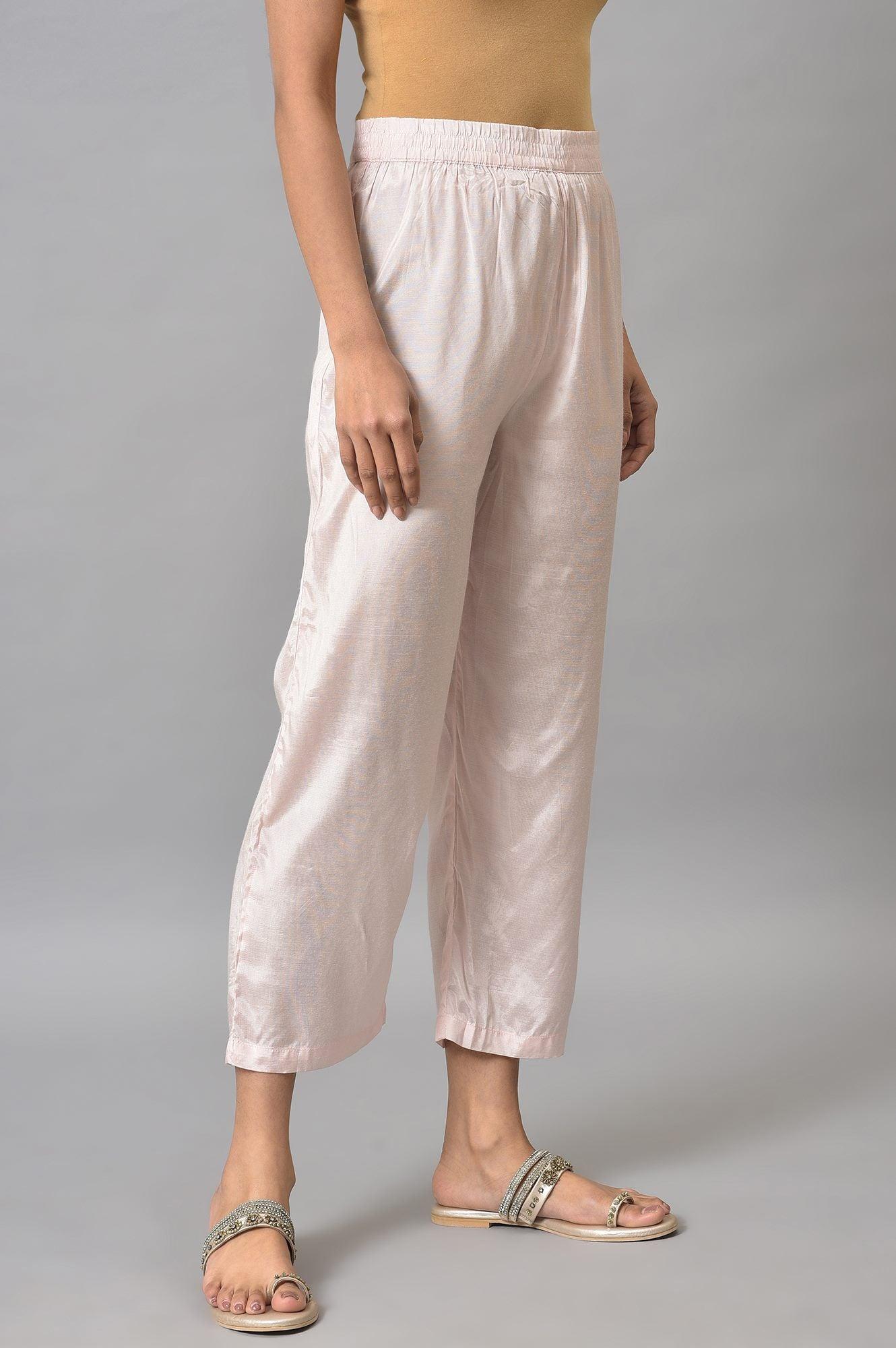 Pink Solid Slim Pants In Straight Silhouette - Image 4