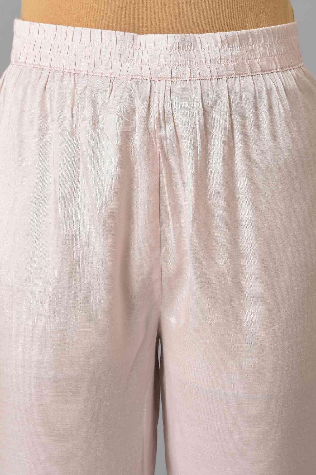 Pink Solid Slim Pants In Straight Silhouette - Image 6