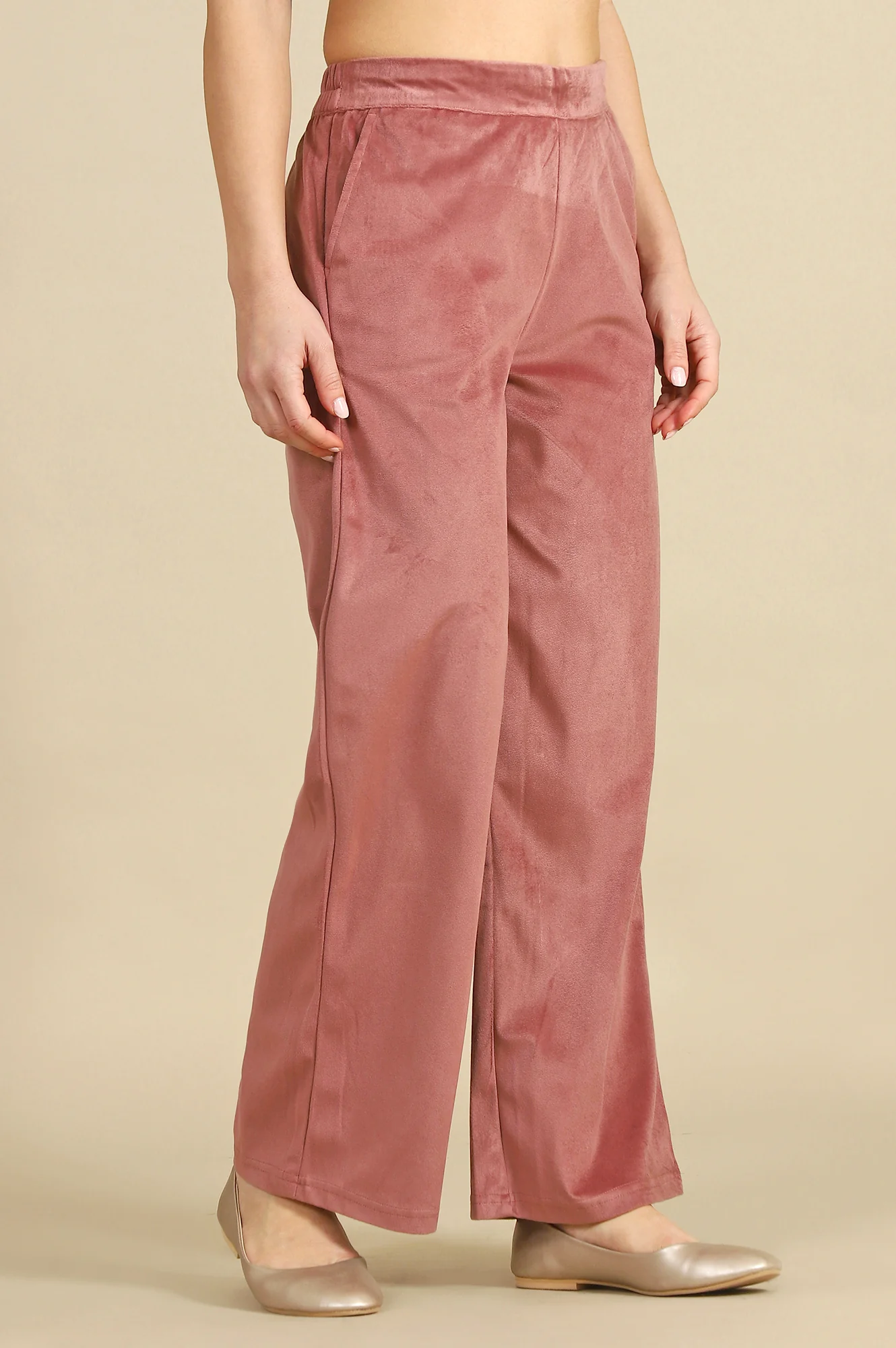 Elleven Women's Pink Solid Wide Leg Pants with YKK Zipper - Image 6
