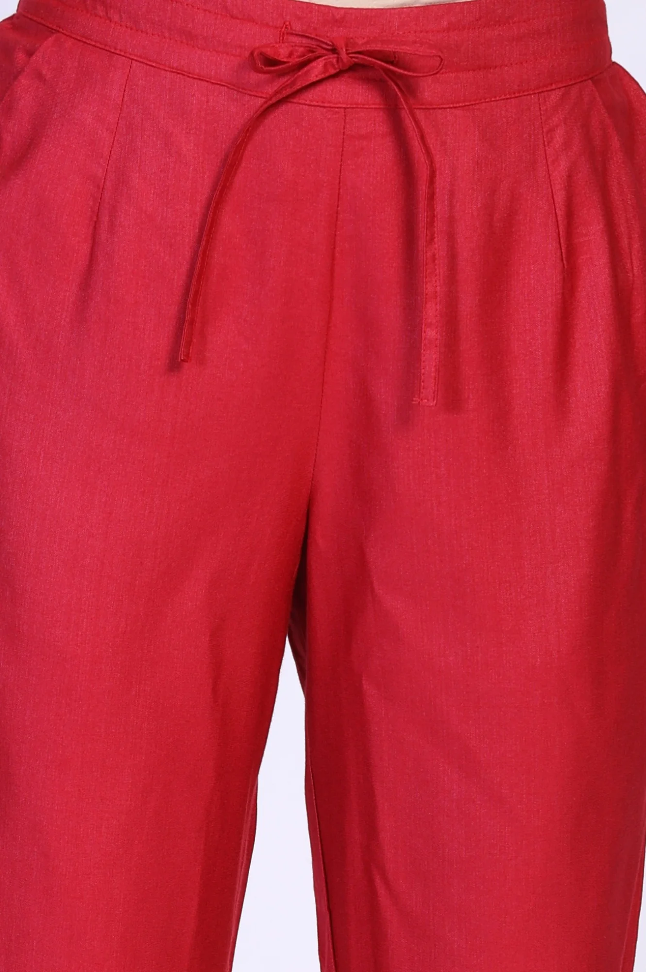 Pink Solid Straight Tussar Silk Pant - Image 2