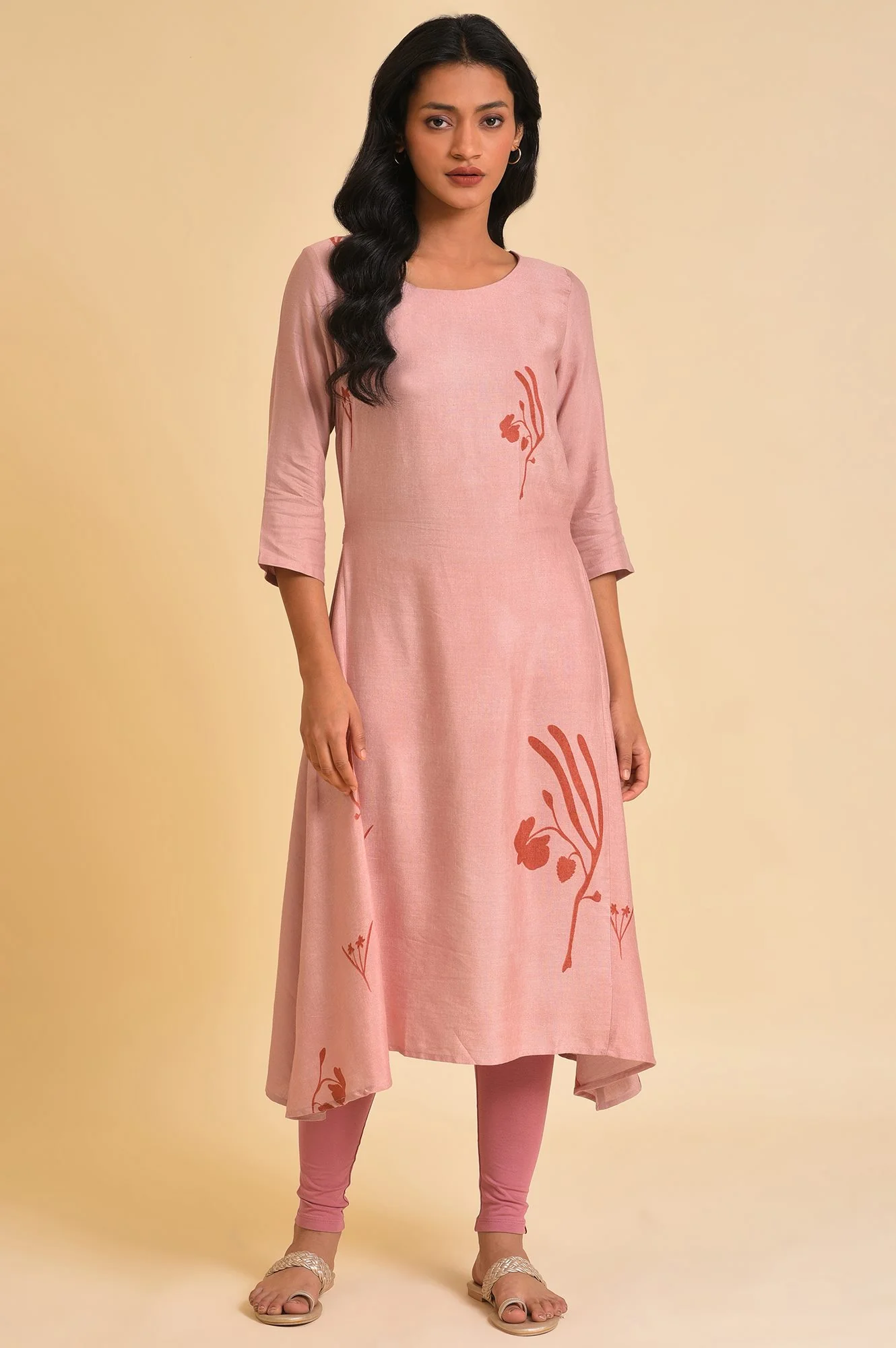Pink Solid Viscose Lycra Tights - Image 5