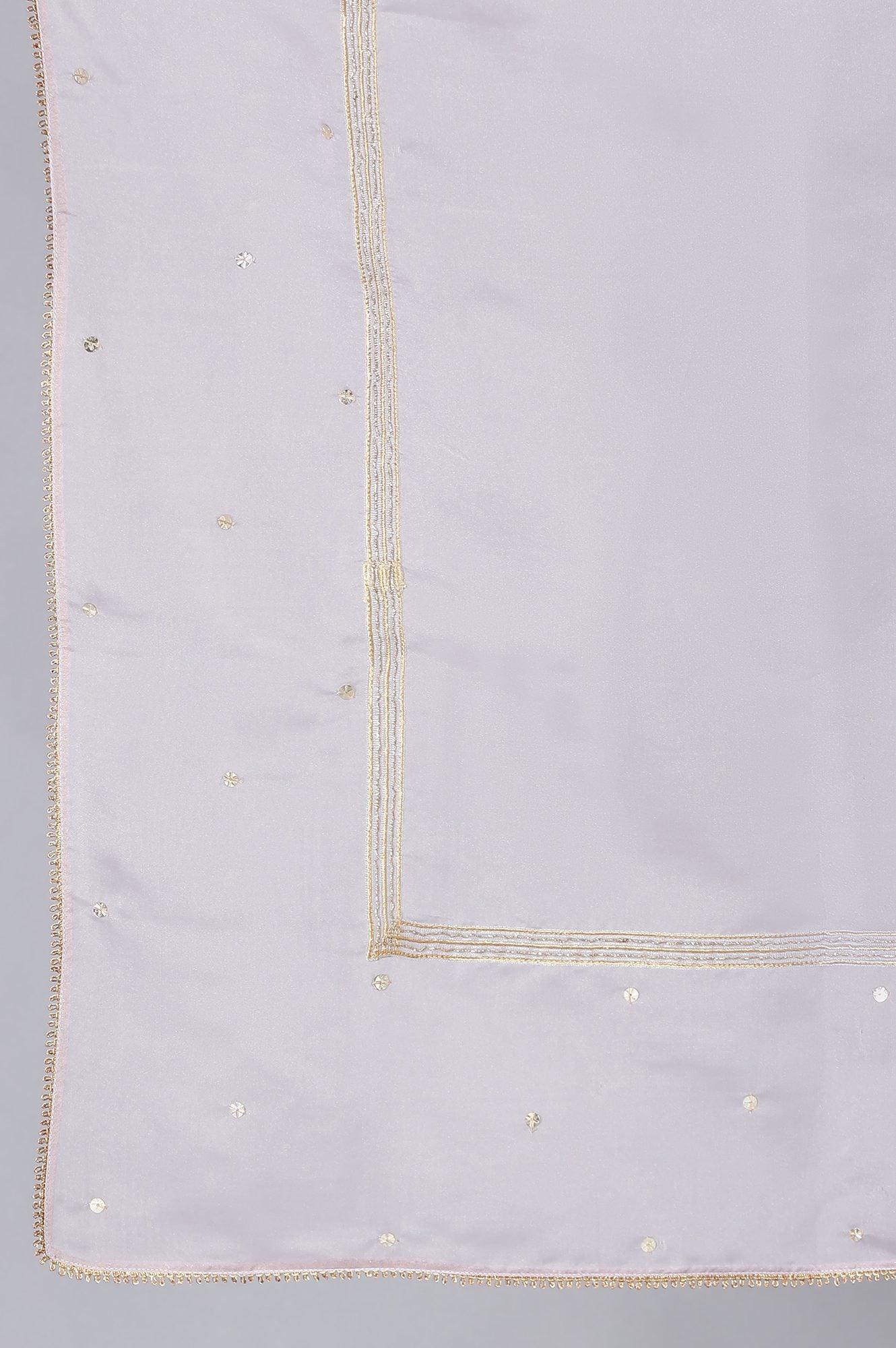 Pink Tiered Round Neck Dress With Organza Dupatta - Image 6