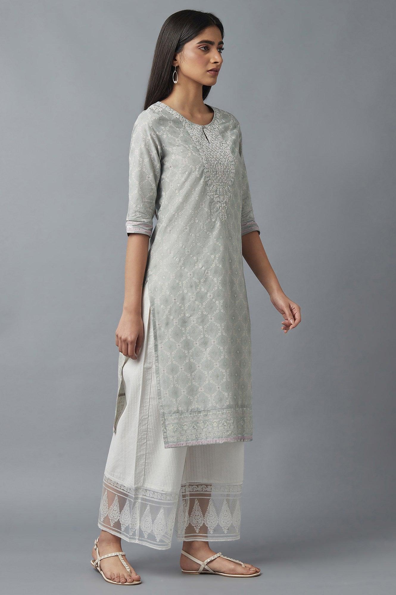 Pista Green Straight kurta & Palazzo Set - Image 4