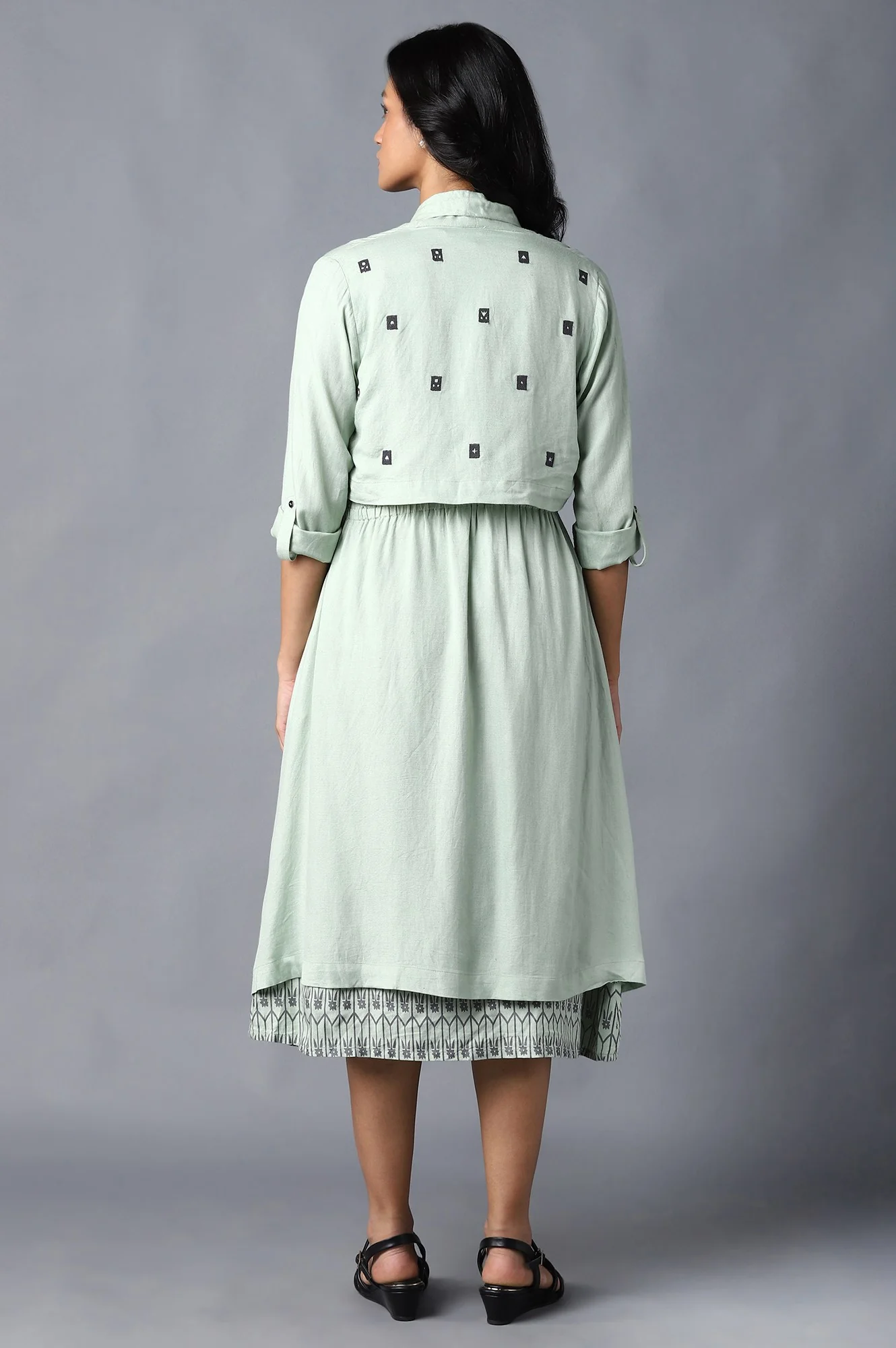 Pistachio Green Embroidered Jacket - Image 2