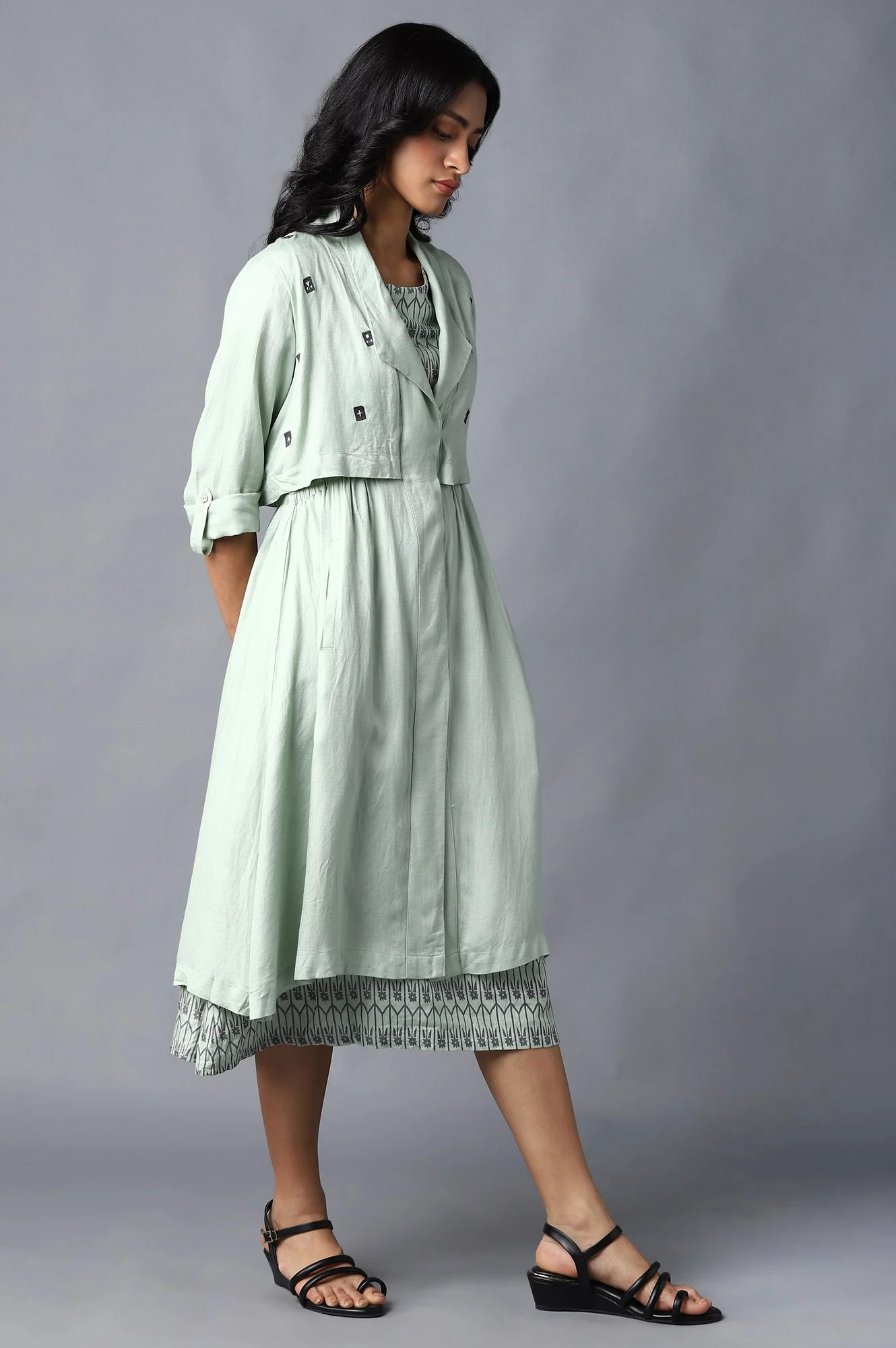 Pistachio Green Embroidered Jacket - Image 4