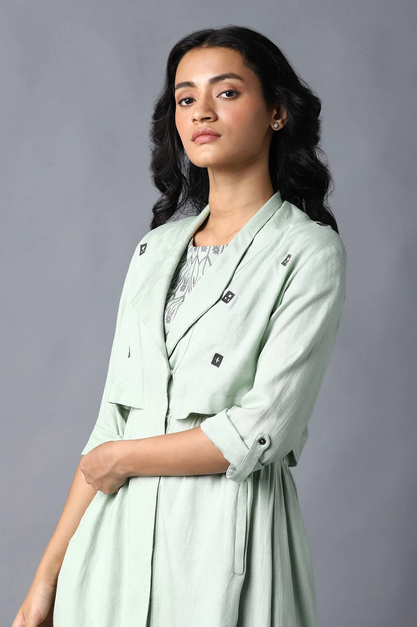 Pistachio Green Embroidered Jacket - Image 5