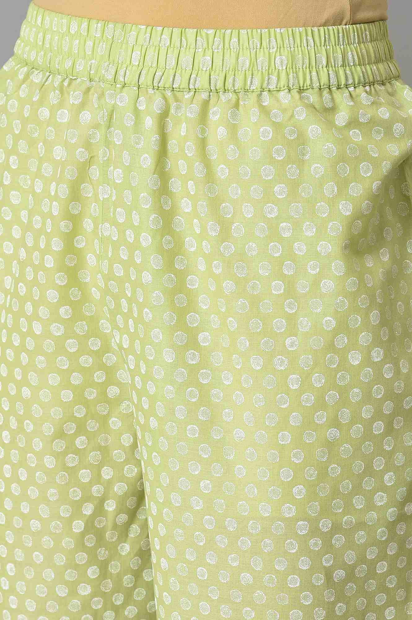 Pistachio Green Embroidered kurta And Pants Co-Ord Set - Image 7