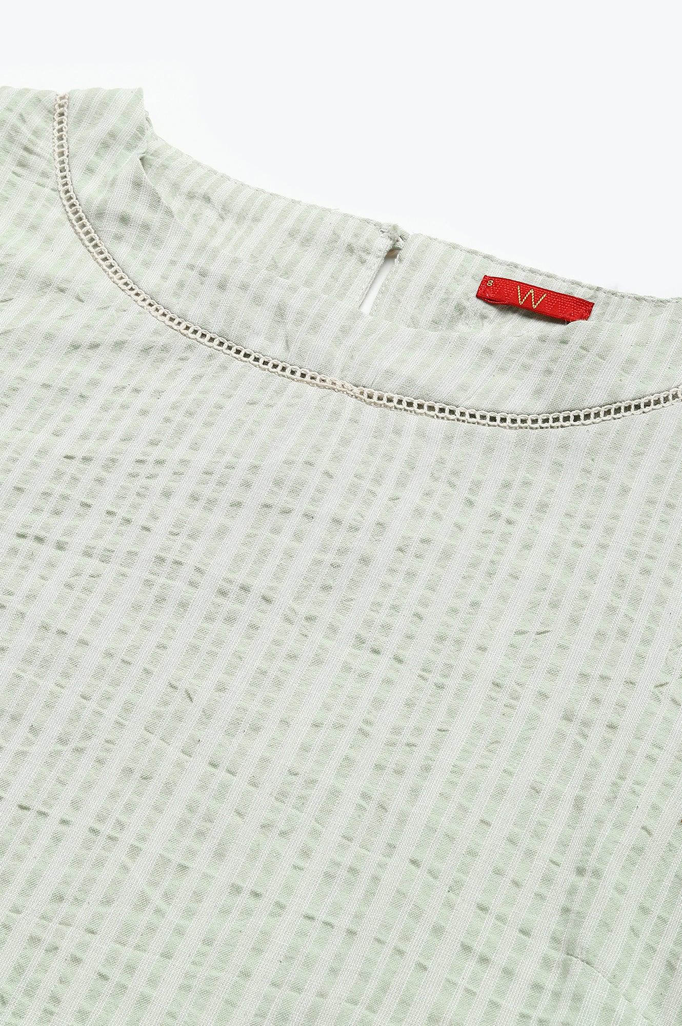 Pistachio Green kurta, Embroidered Slim Pants And Dupatta Set - Image 2