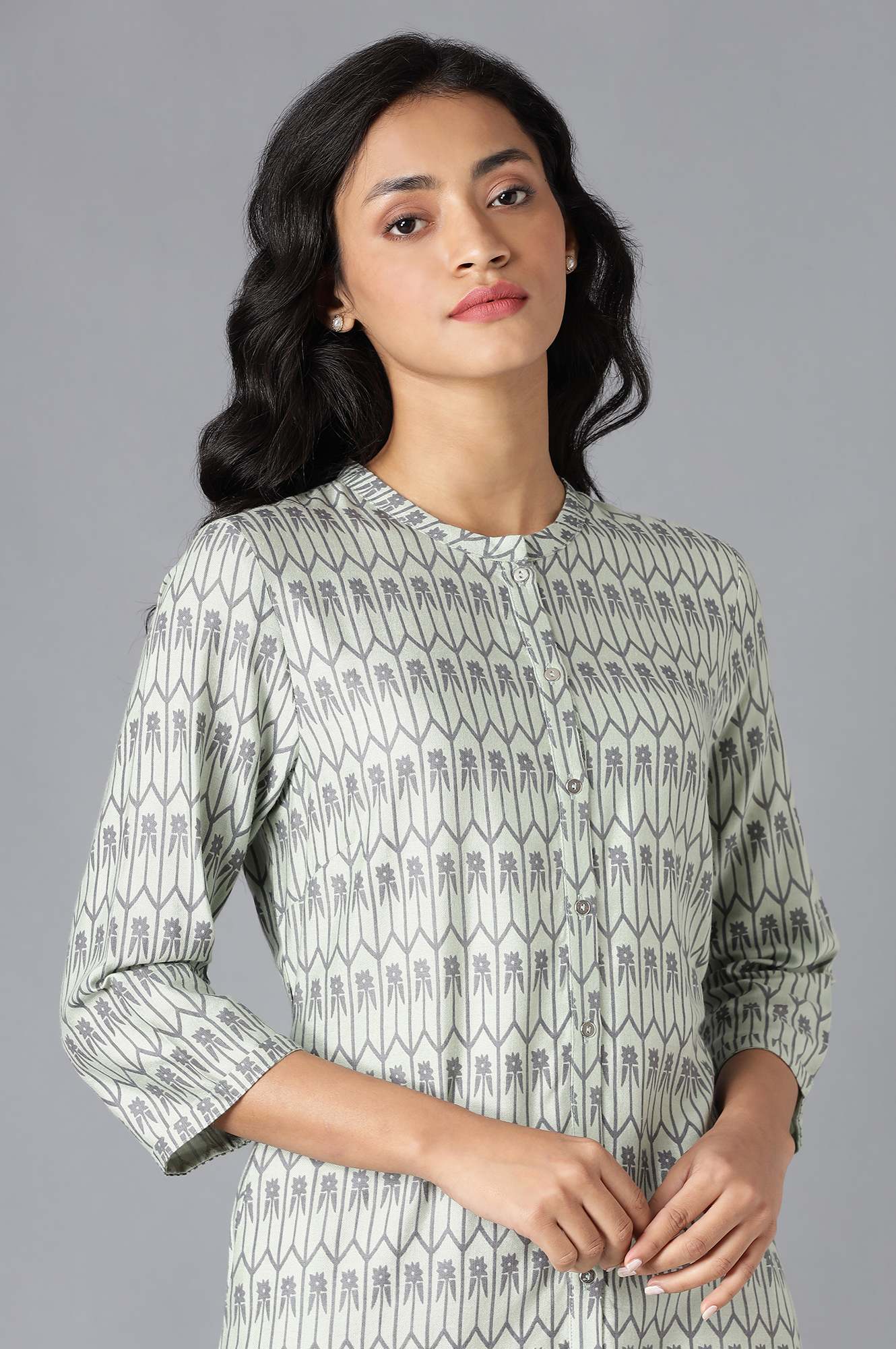 Pistachio Green Printed kurta - Image 5