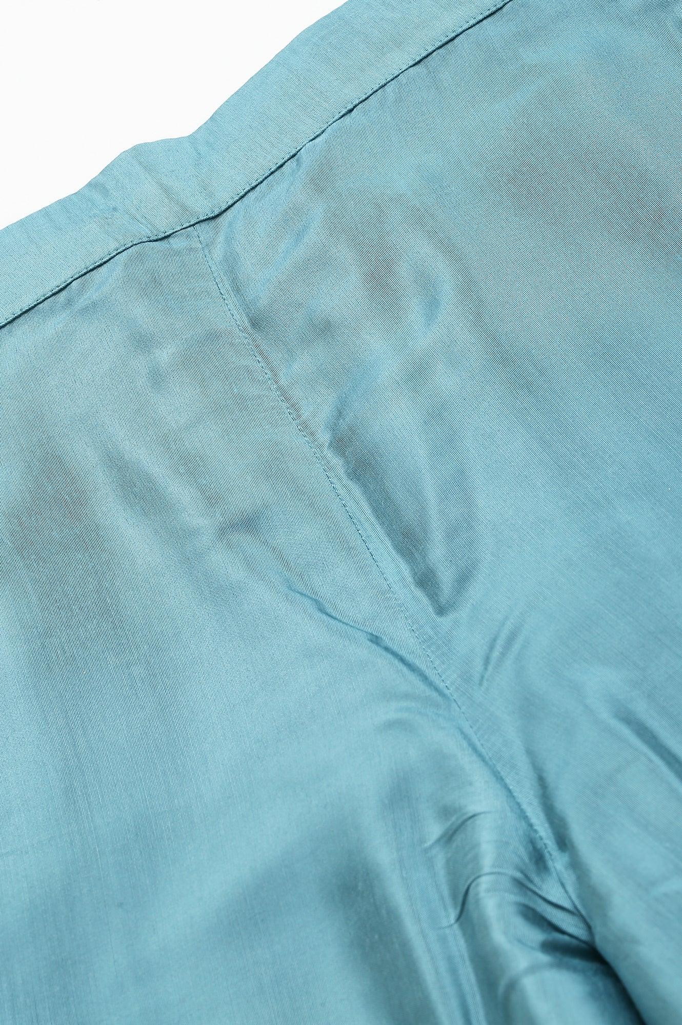 Plus Size Aqua Blue Shantung Straight Parallel Pants - Image 7