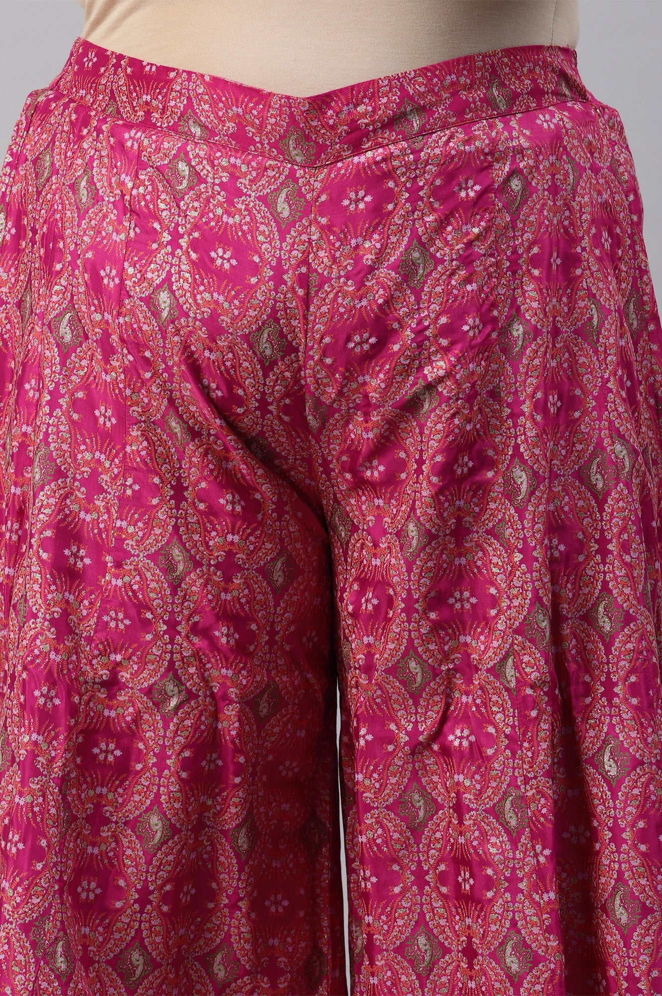 Plus Size Berry Pink Printed Flared Culottes - Image 6