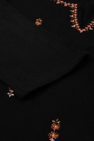 Plus Size Black Acrylic Embroidered Winter kurta - Image 8