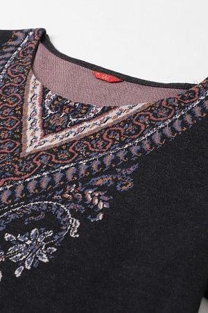 Plus Size Black Jacquard Winter kurta - Image 7