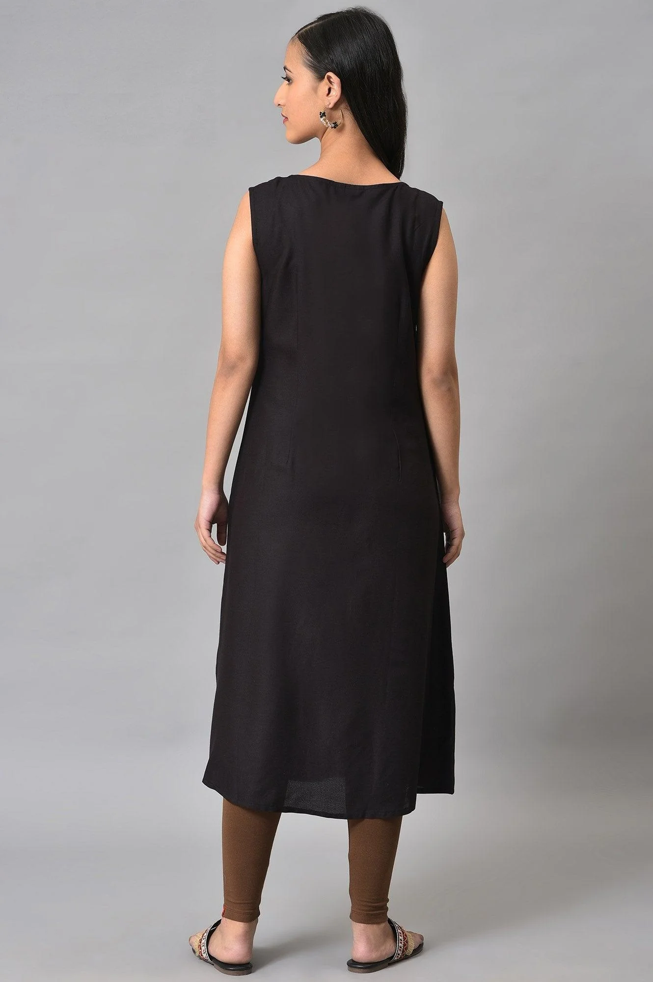 Plus Size Black Kota Jacket With Solid Sleeveless kurta - Image 7