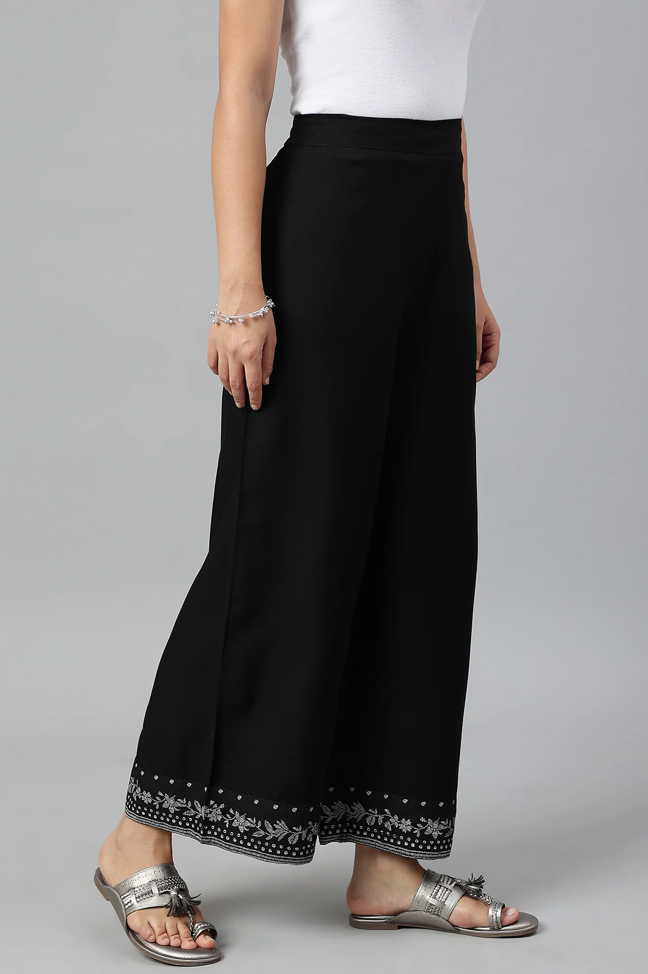 Plus Size Black Rayon Straight Parallel Pants - Image 3