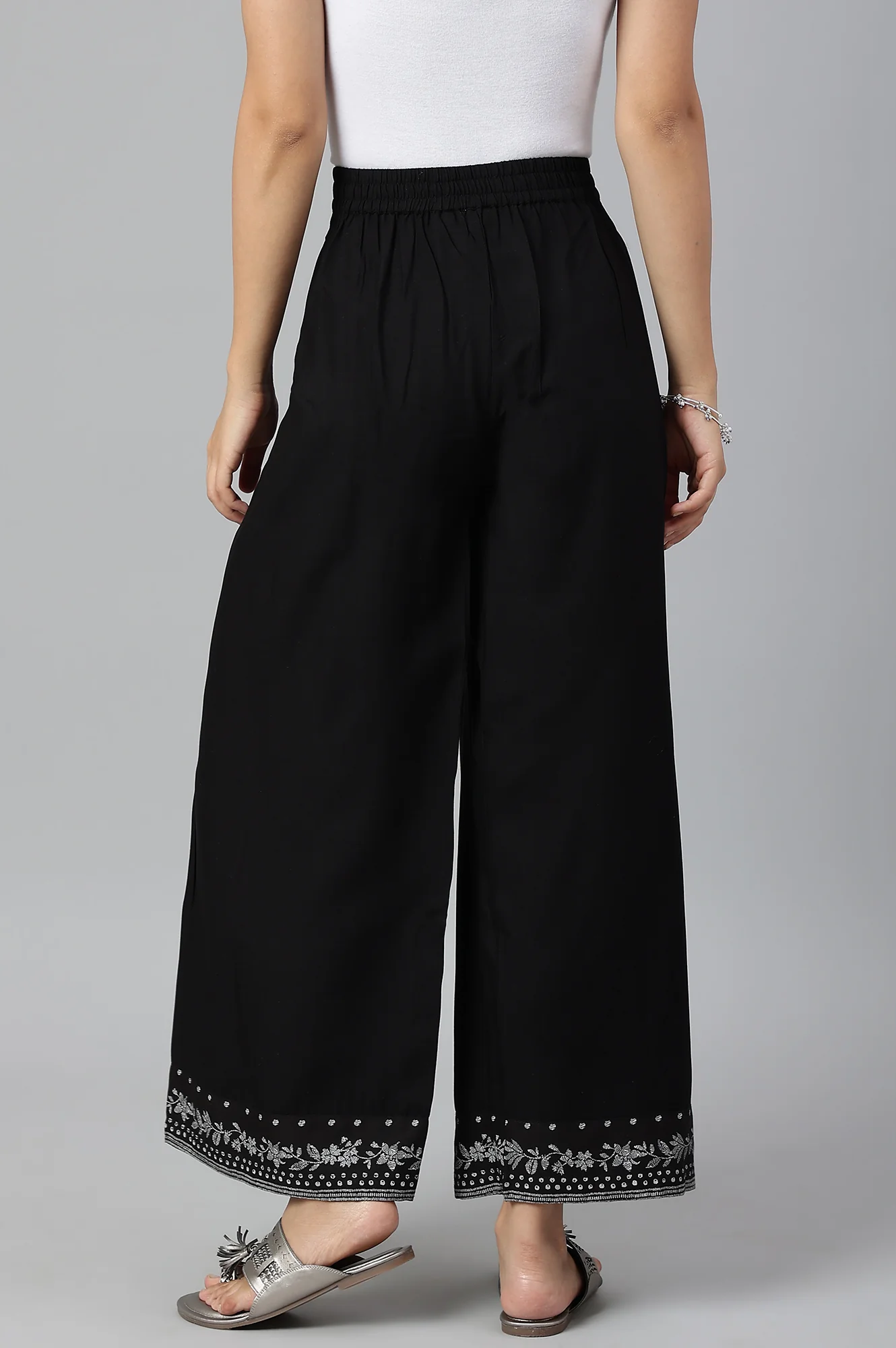 Plus Size Black Rayon Straight Parallel Pants - Image 4