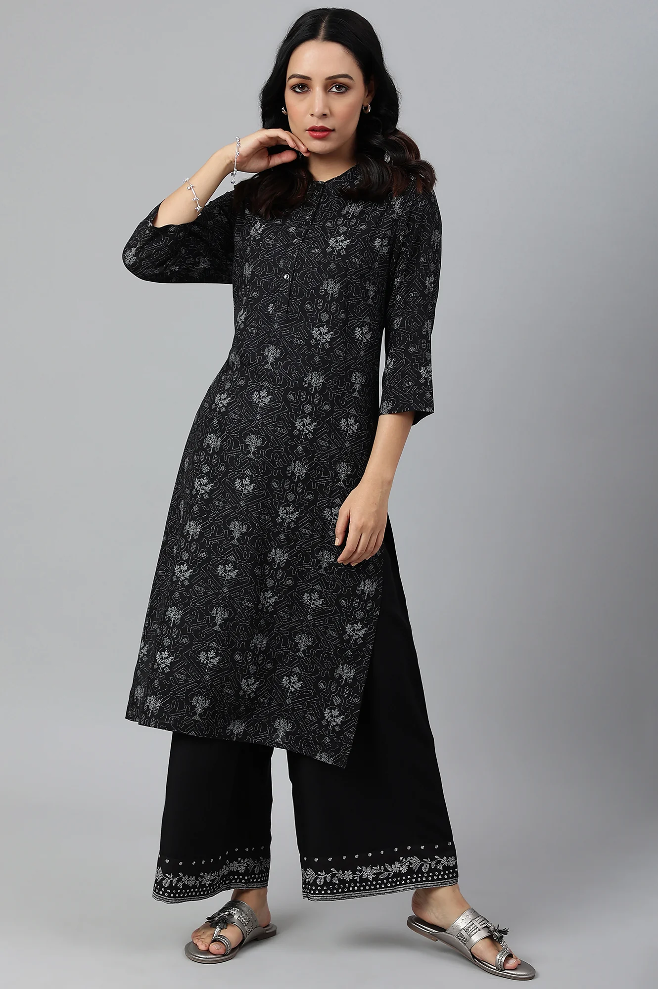Plus Size Black Rayon Straight Parallel Pants - Image 5