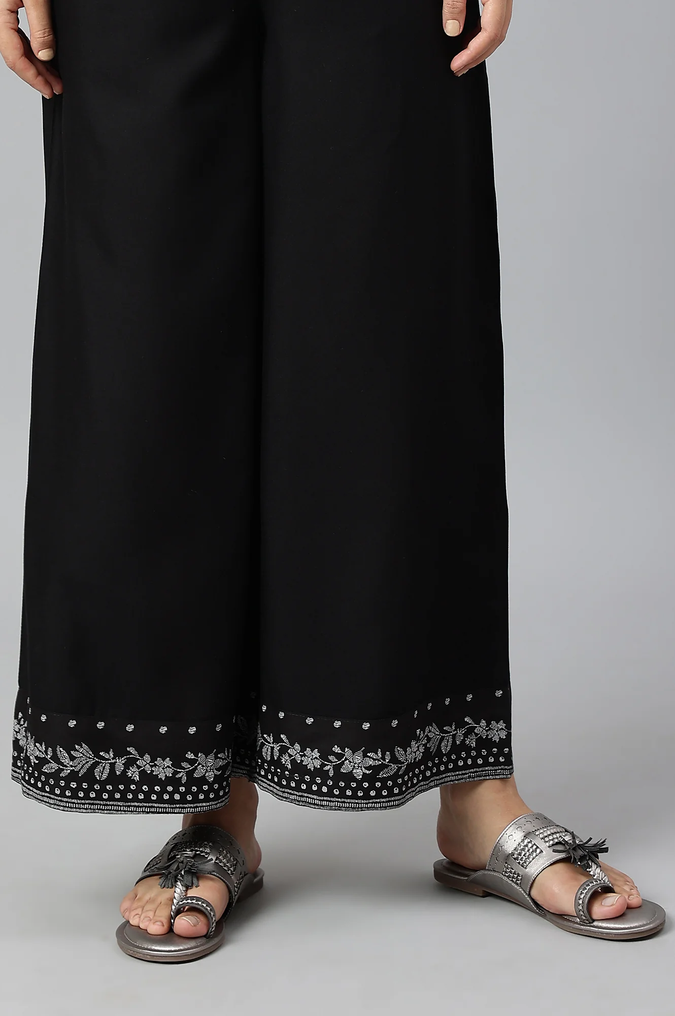 Plus Size Black Rayon Straight Parallel Pants - Image 6