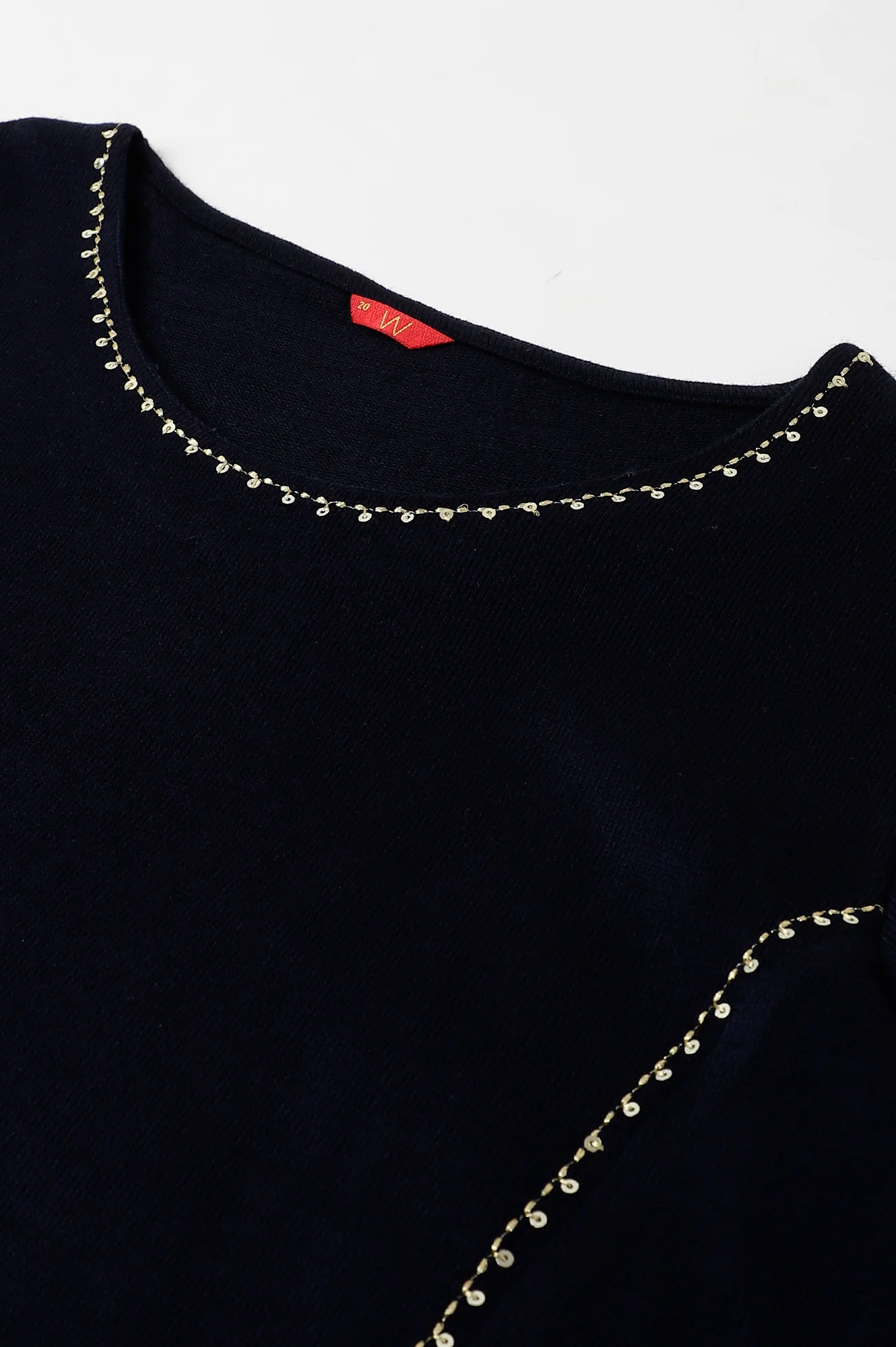 Plus Size Blue A-Line Embroidered Winter kurta - Image 7