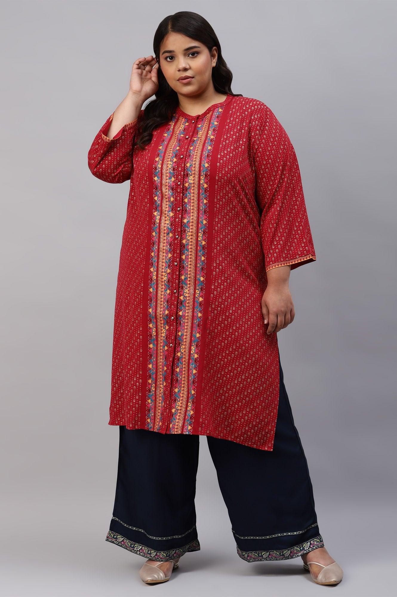 Plus Size Dark Blue Rayon Straight Parallel Pants - Image 5