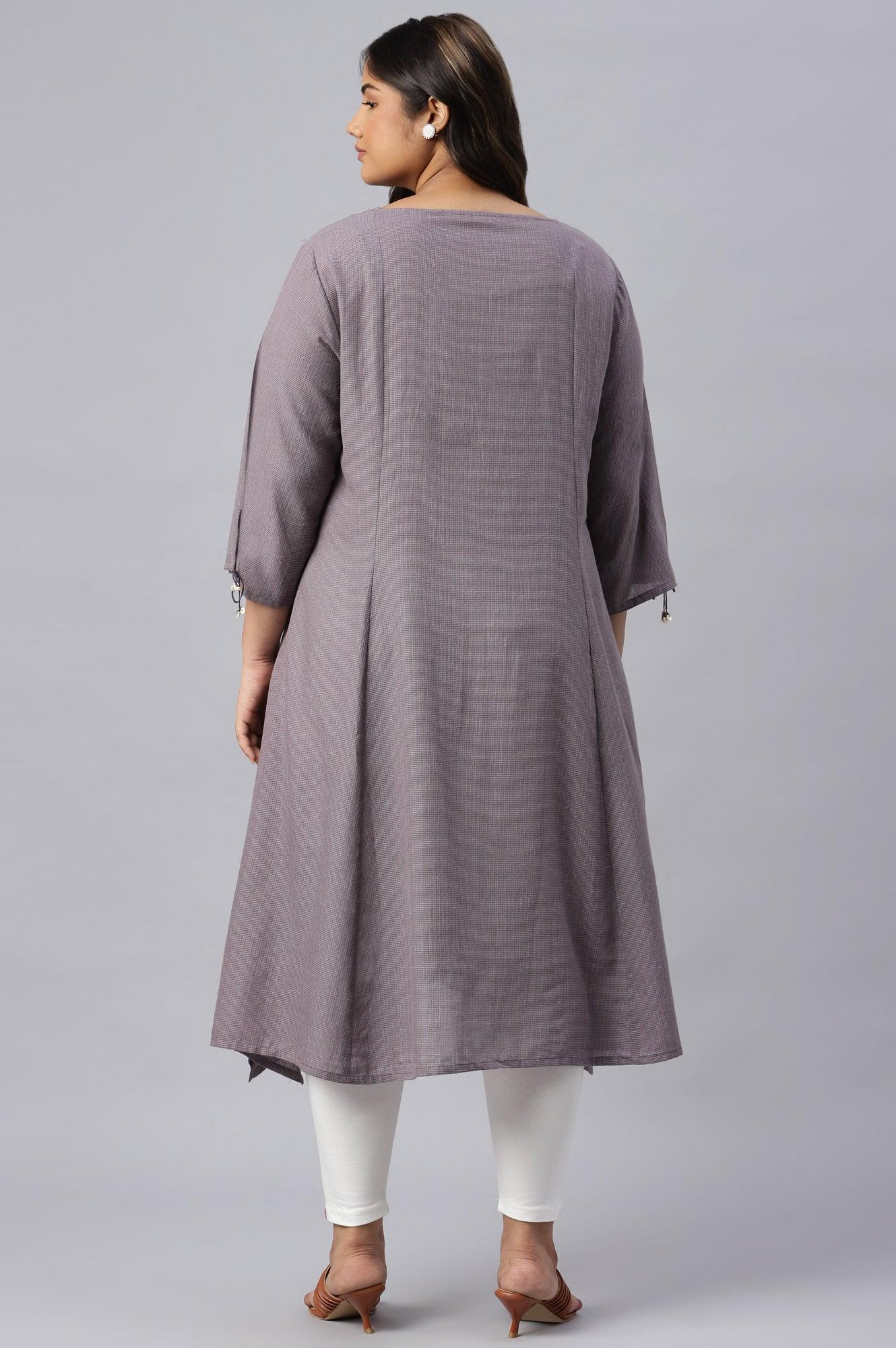 Plus Size Dusk Purple Embroidered kurta - Image 2