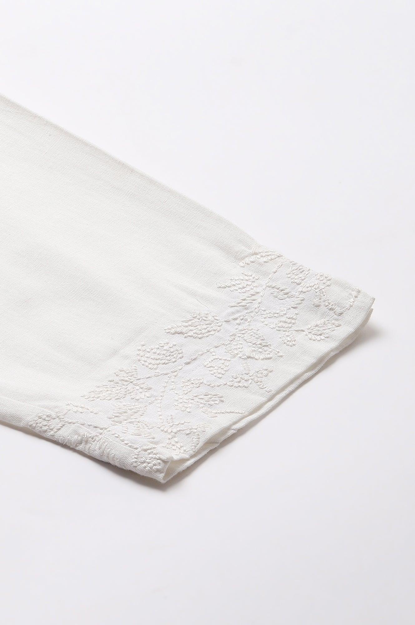 Plus Size Ecru Cotton Blend Slim Pants - Image 8