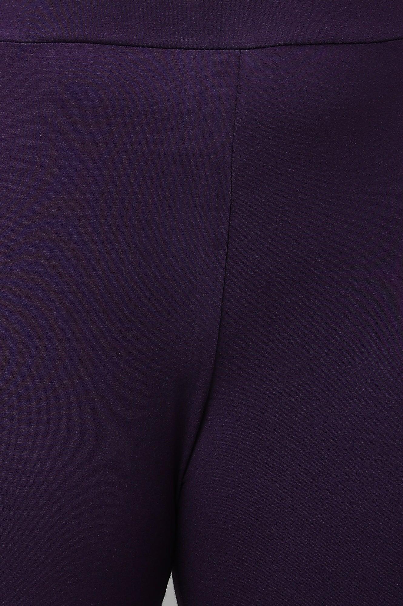Plus Size Grape Purple Cowled Hemline kurta With Tights - Image 7