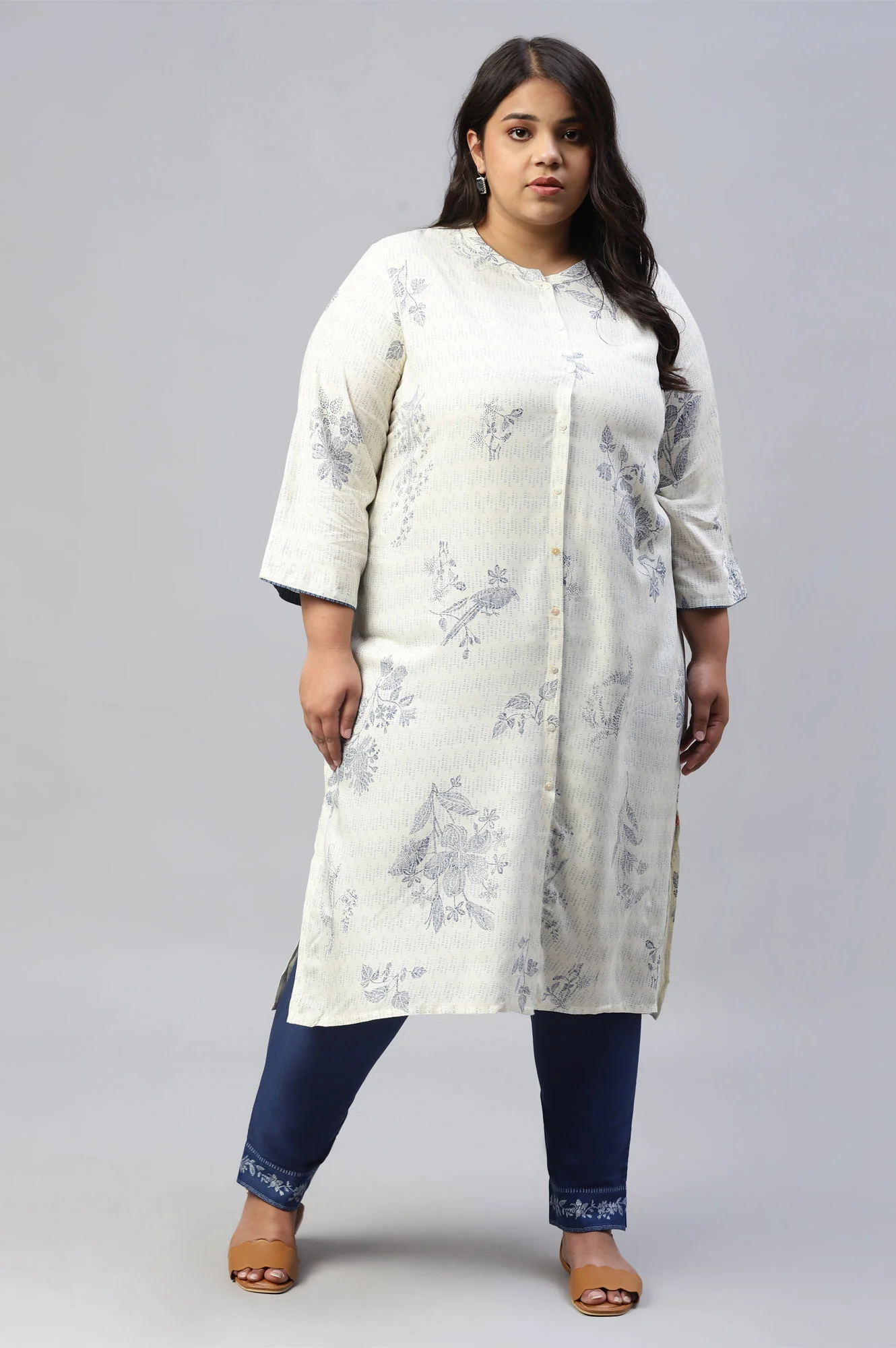 Plus Size Indigo Blue Cotton Blend Slim Pants - Image 5