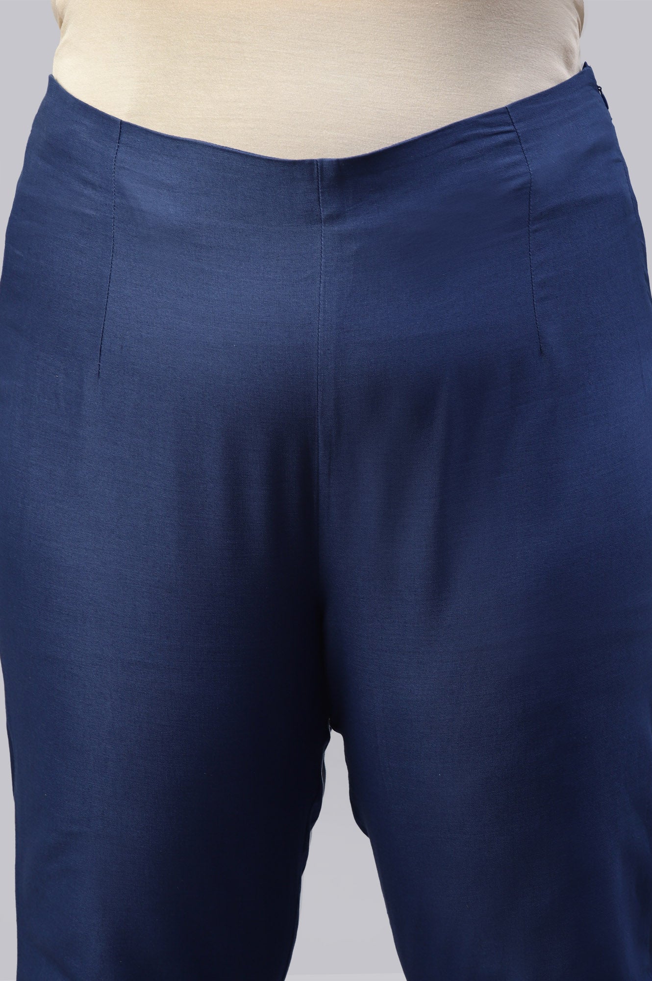 Plus Size Indigo Blue Cotton Blend Slim Pants - Image 6