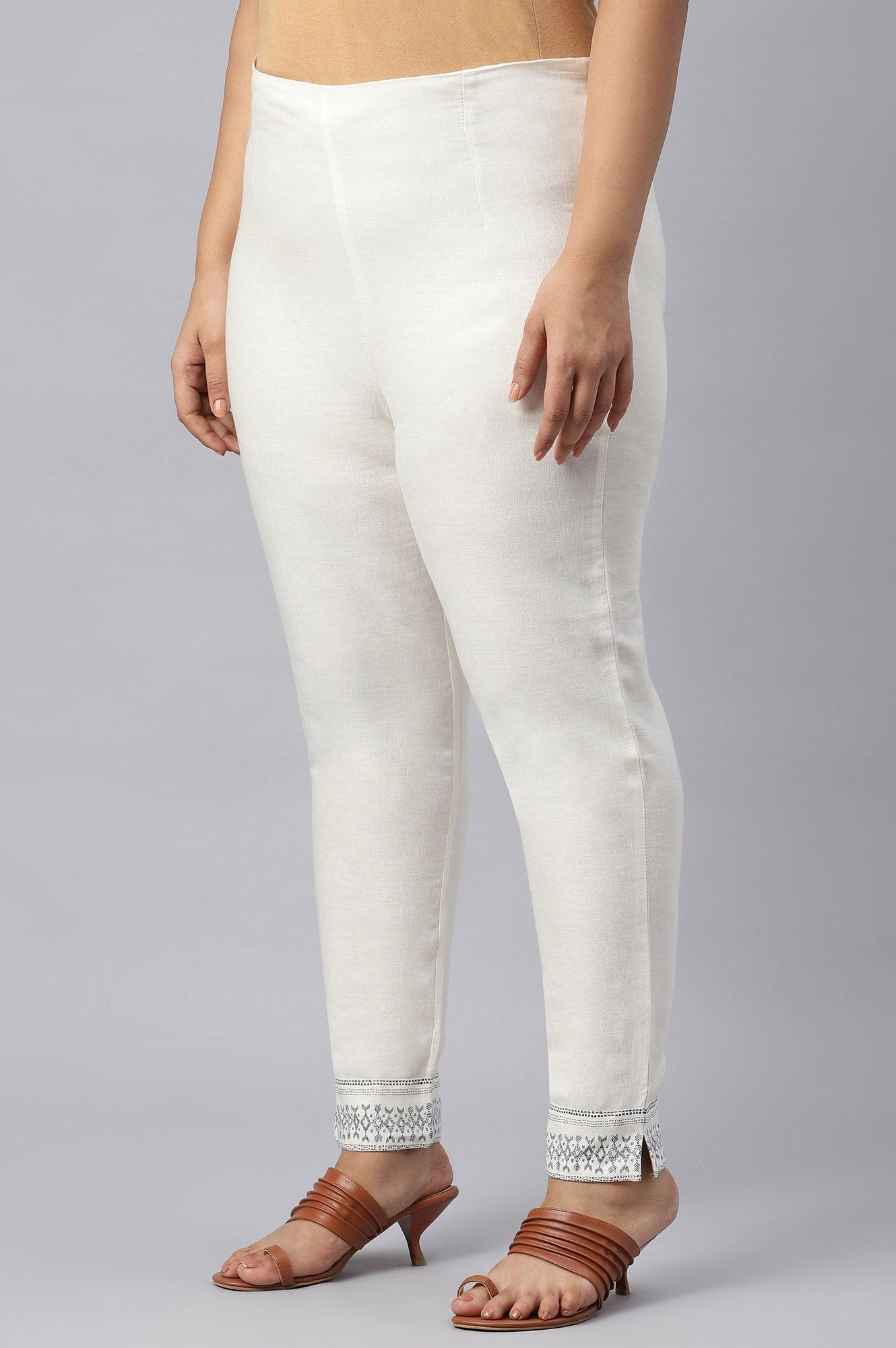 Plus Size Lily White Cotton Blend Slim Pants - Image 3