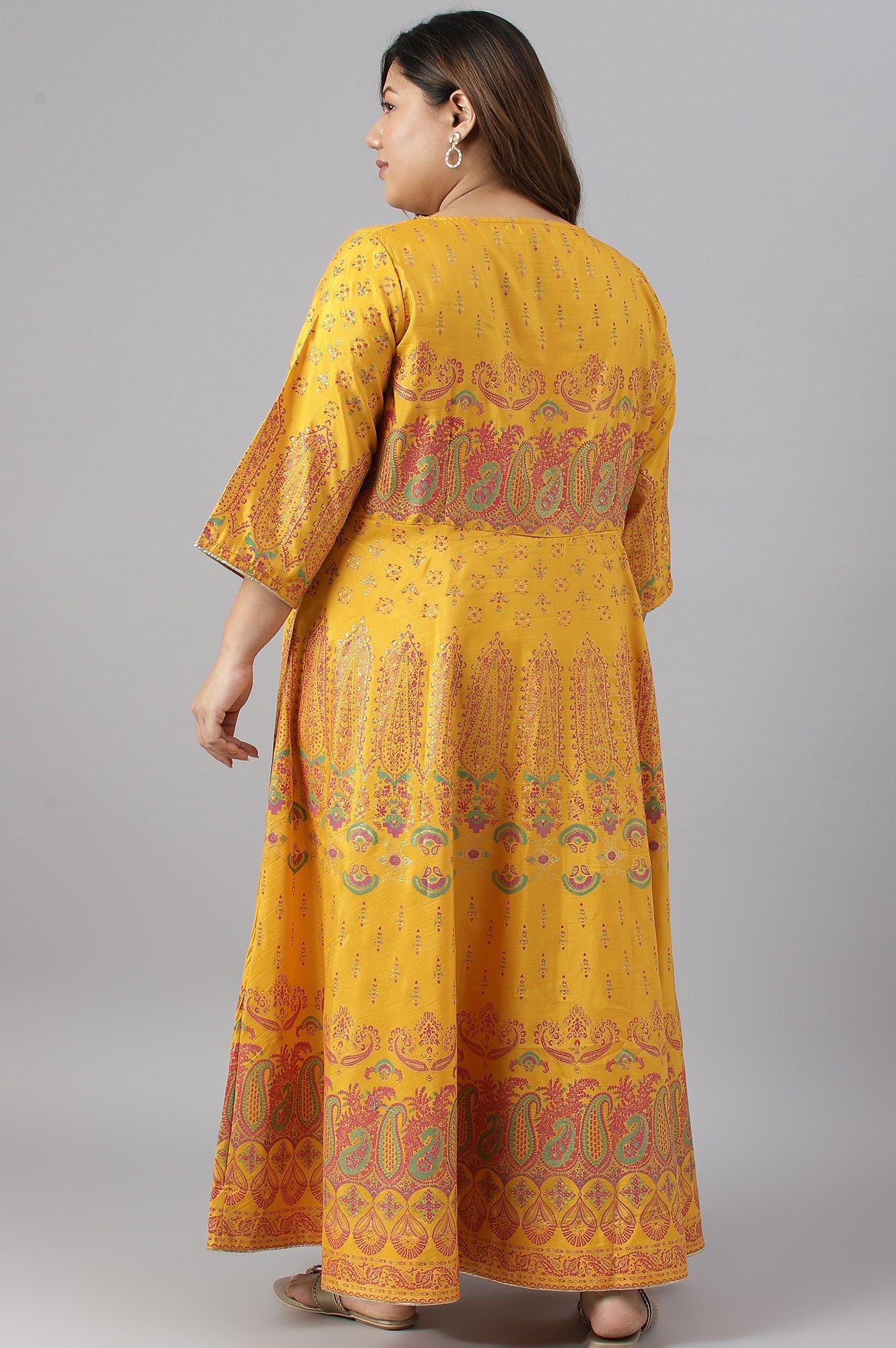 Plus Size Murtard Indie Dress With Embellished Neckline - Image 2