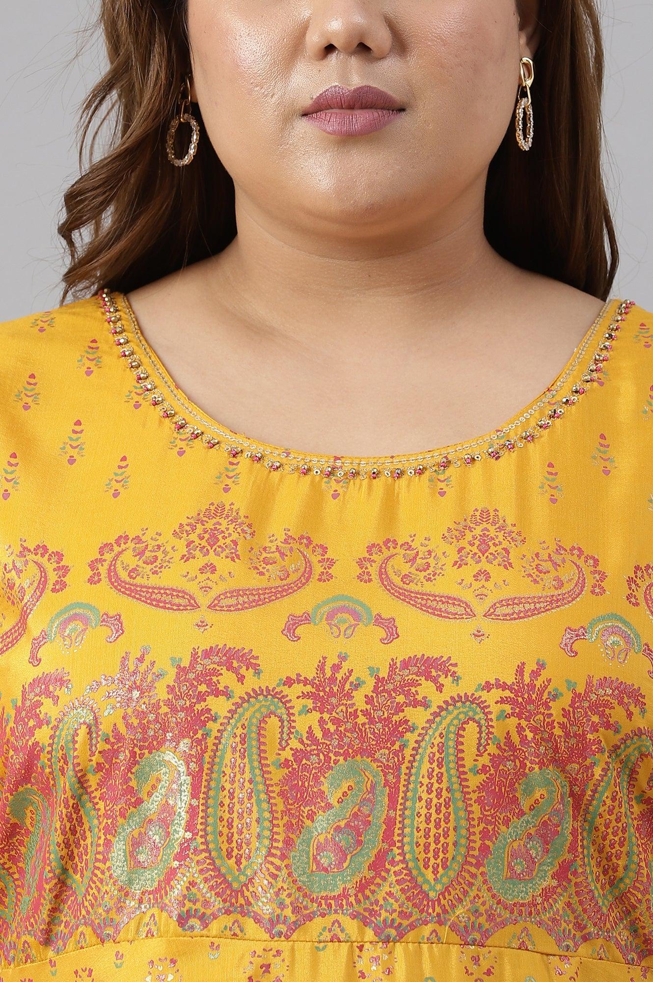 Plus Size Murtard Indie Dress With Embellished Neckline - Image 5
