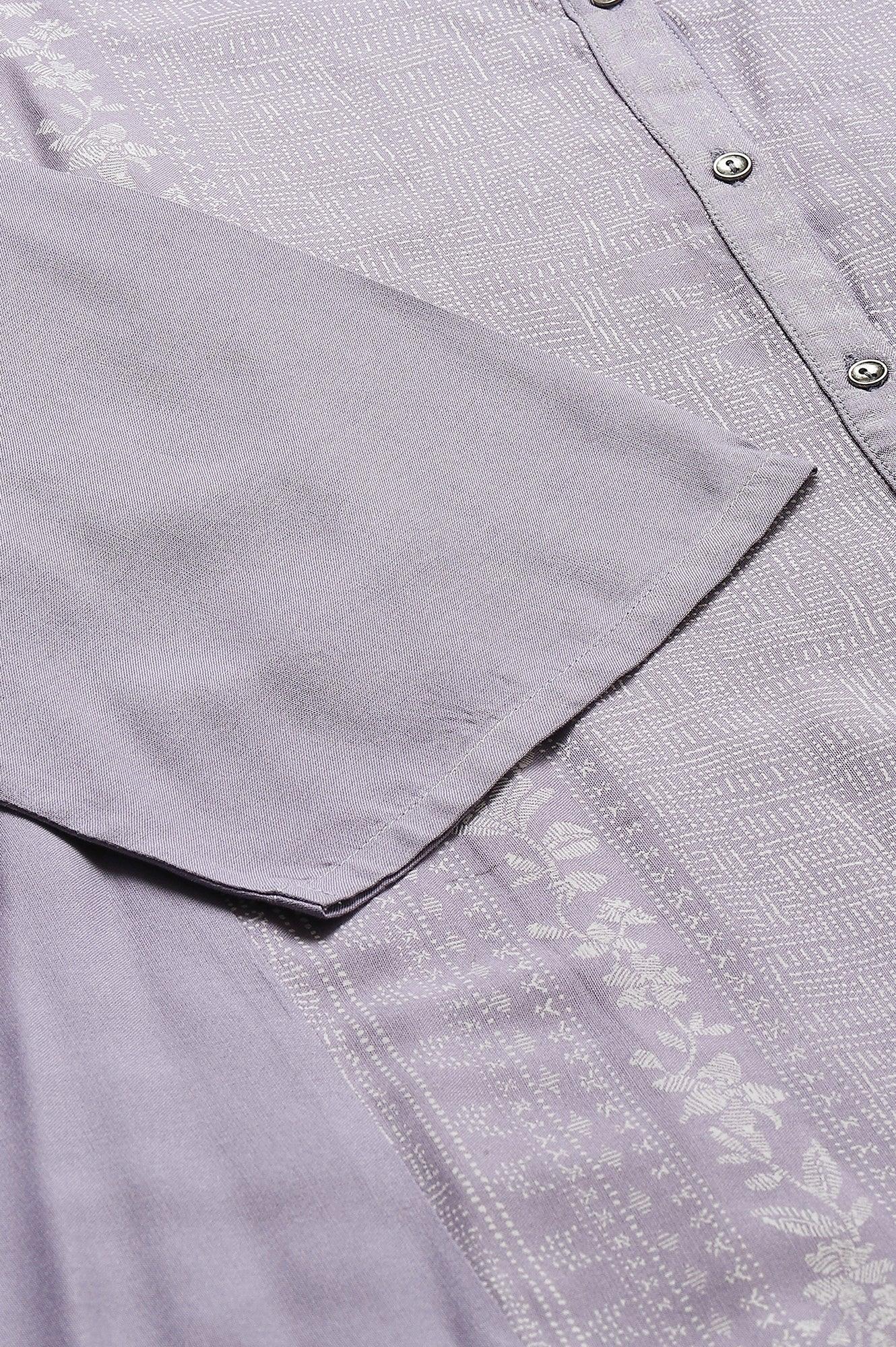 Plus Size Purple Panelled kurta With Front Slit - Image 8