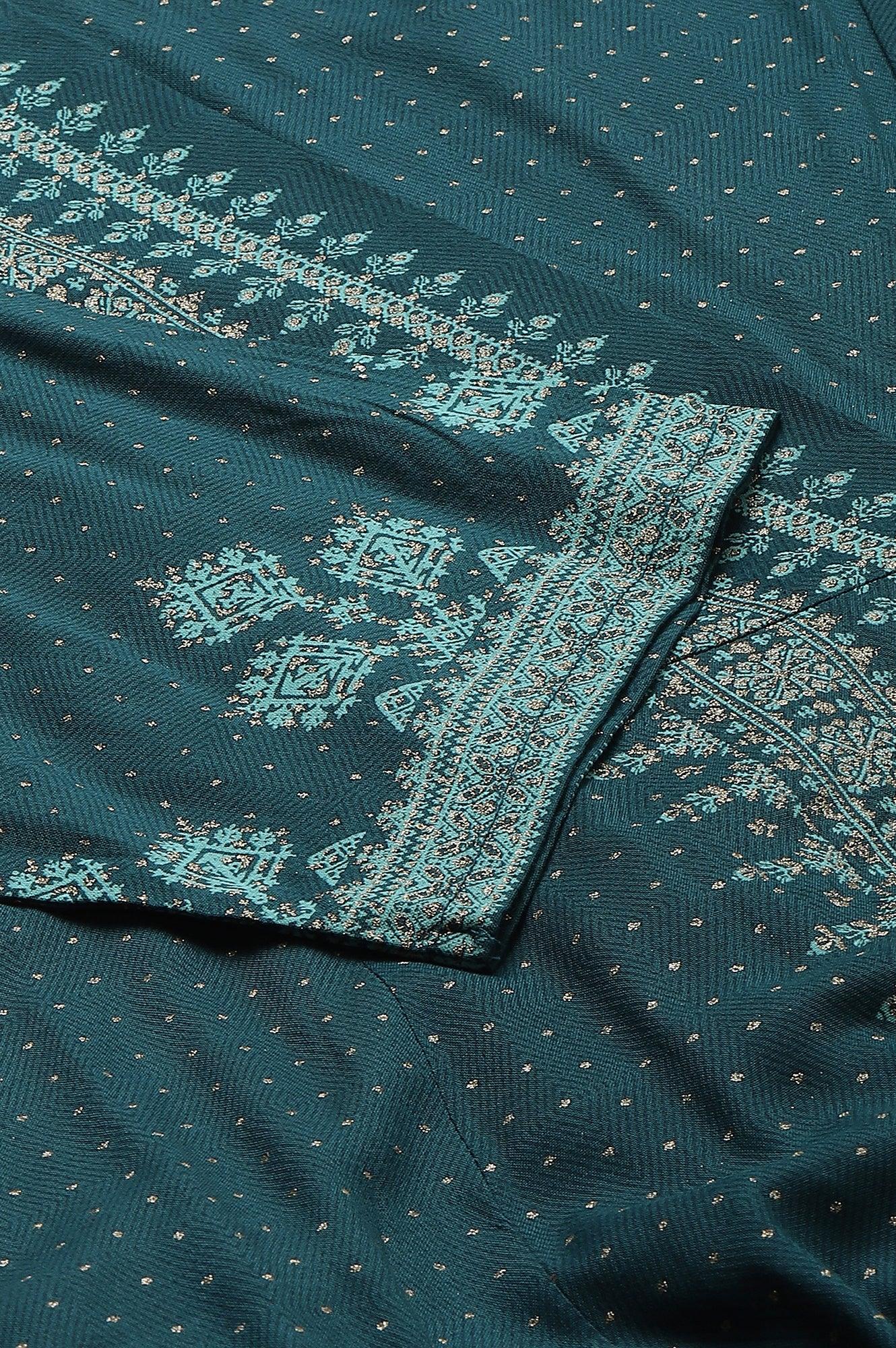 Plus Size Teal Mock Layered Liva Eco Kimono Jumpsuit - Image 8