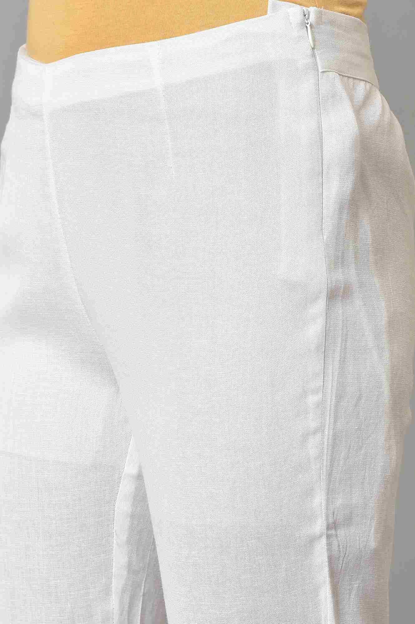 Plus Size White Slim Pants With Lace Detail - Image 7