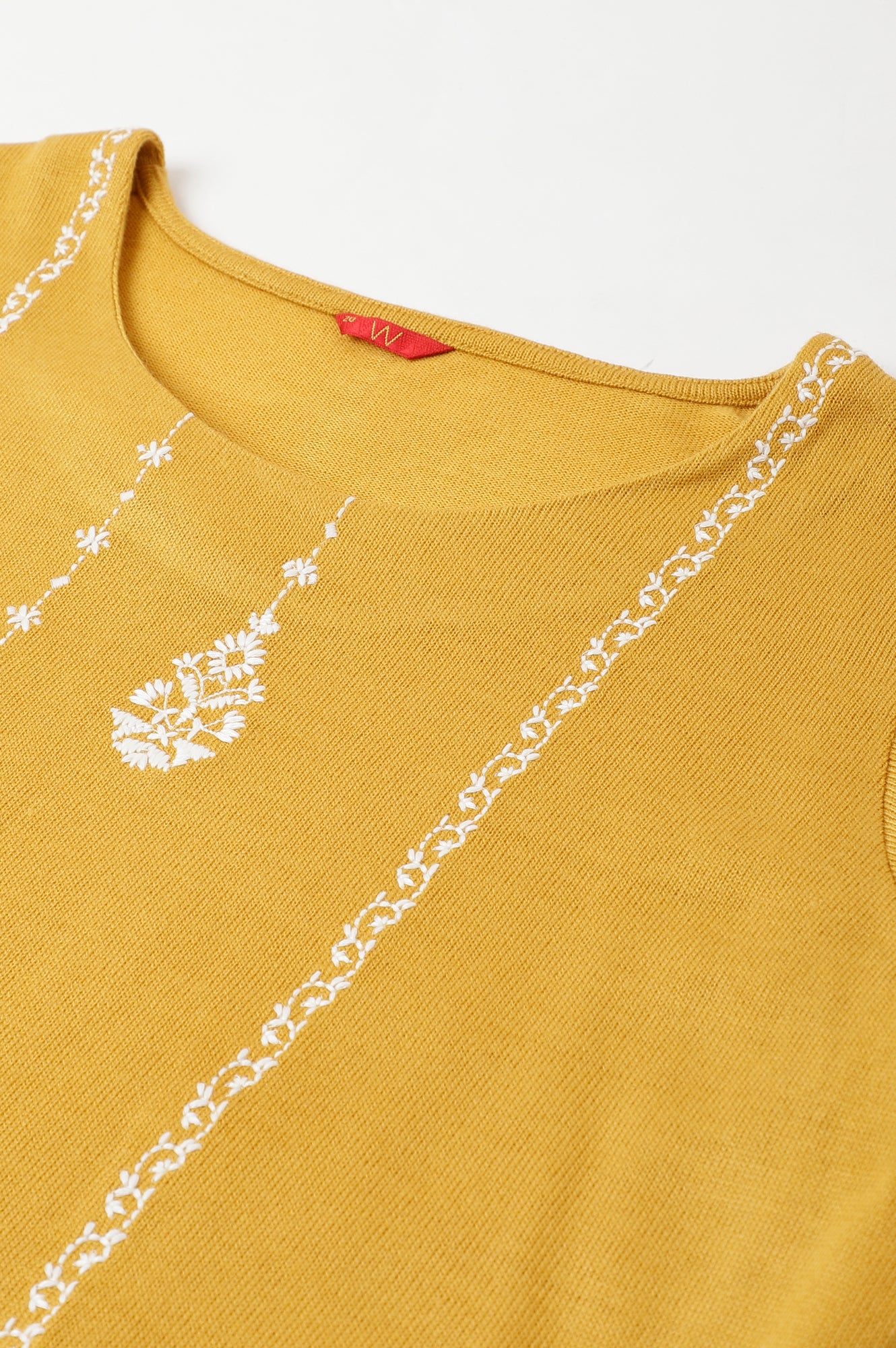 Plus Size Yellow Winter kurta With Embroidered Yoke - Image 7