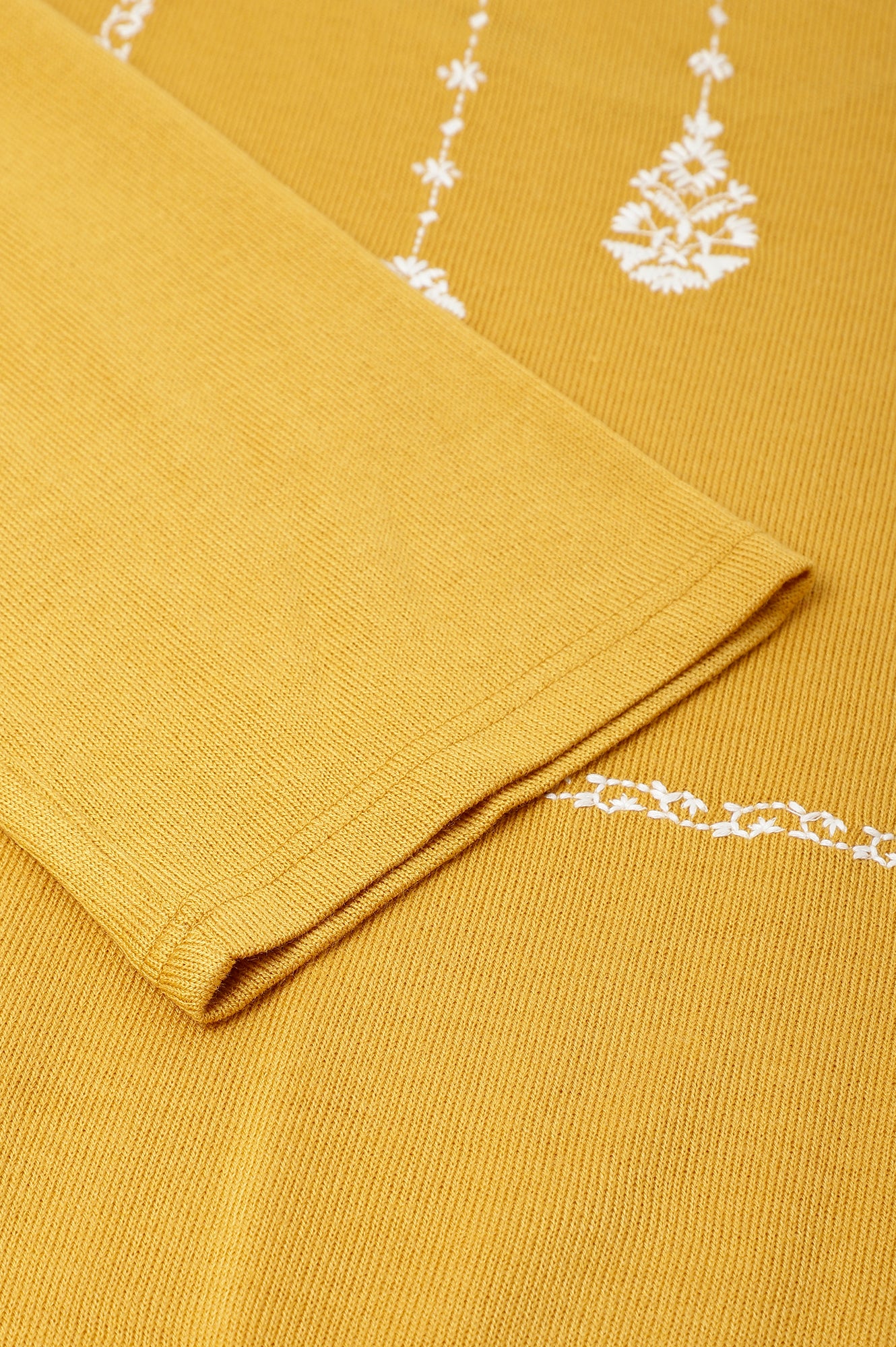 Plus Size Yellow Winter kurta With Embroidered Yoke - Image 8